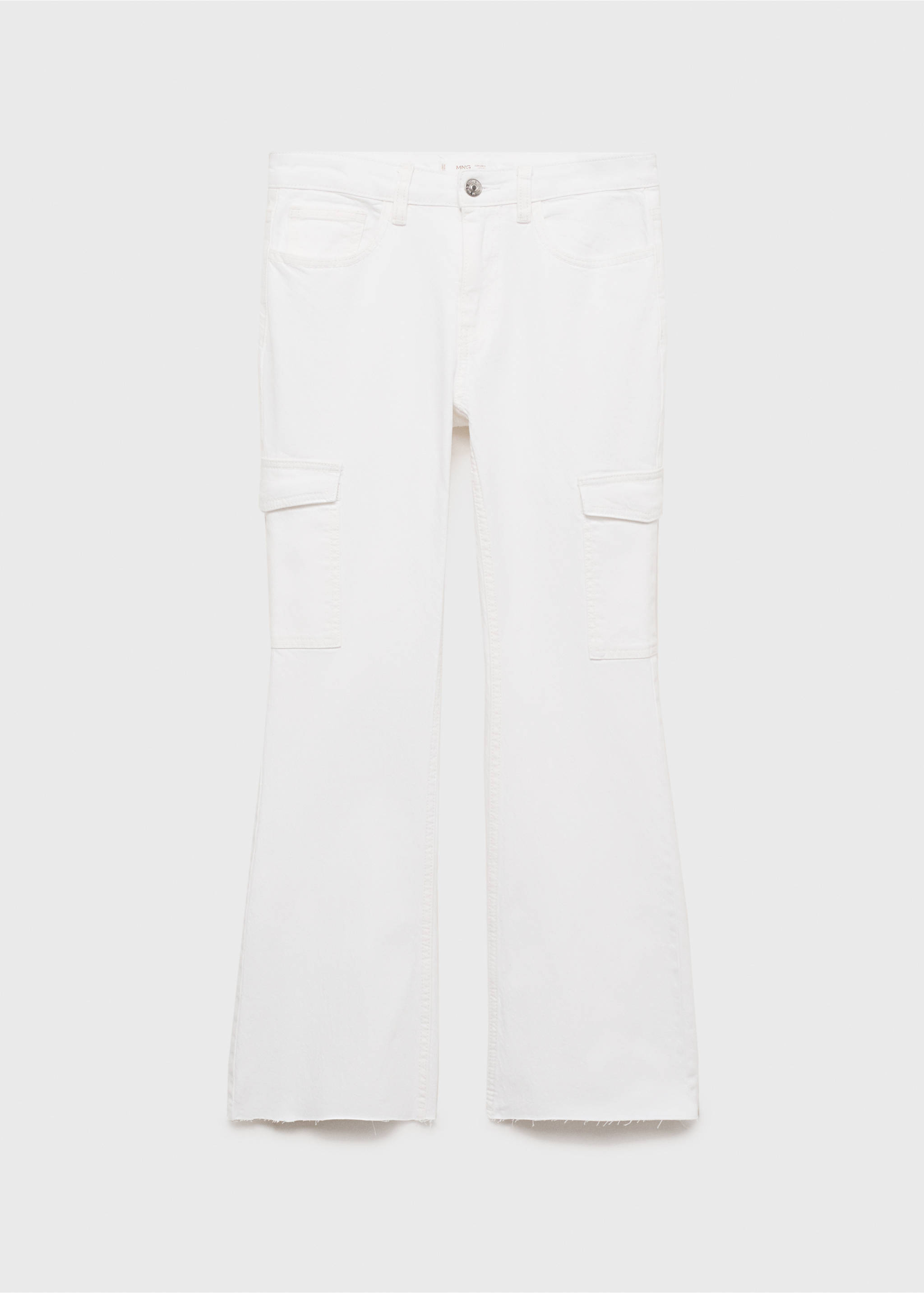 Jean crop flare cargo - Article sans modèle, Blanc. Ref: 87001086-00.