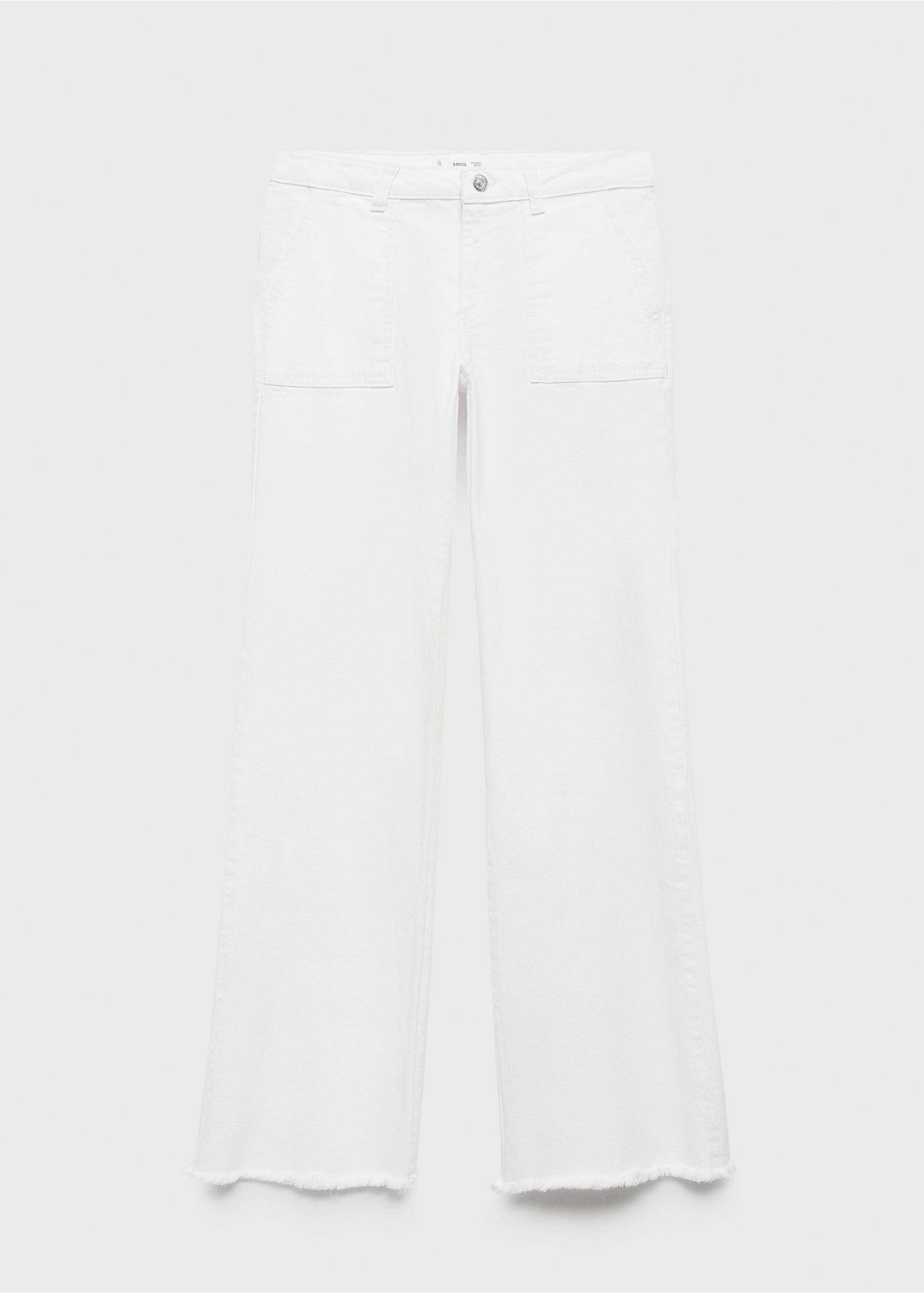 Wideleg low frayed hem jeans - Article without model, White. Ref: 87001087-00.