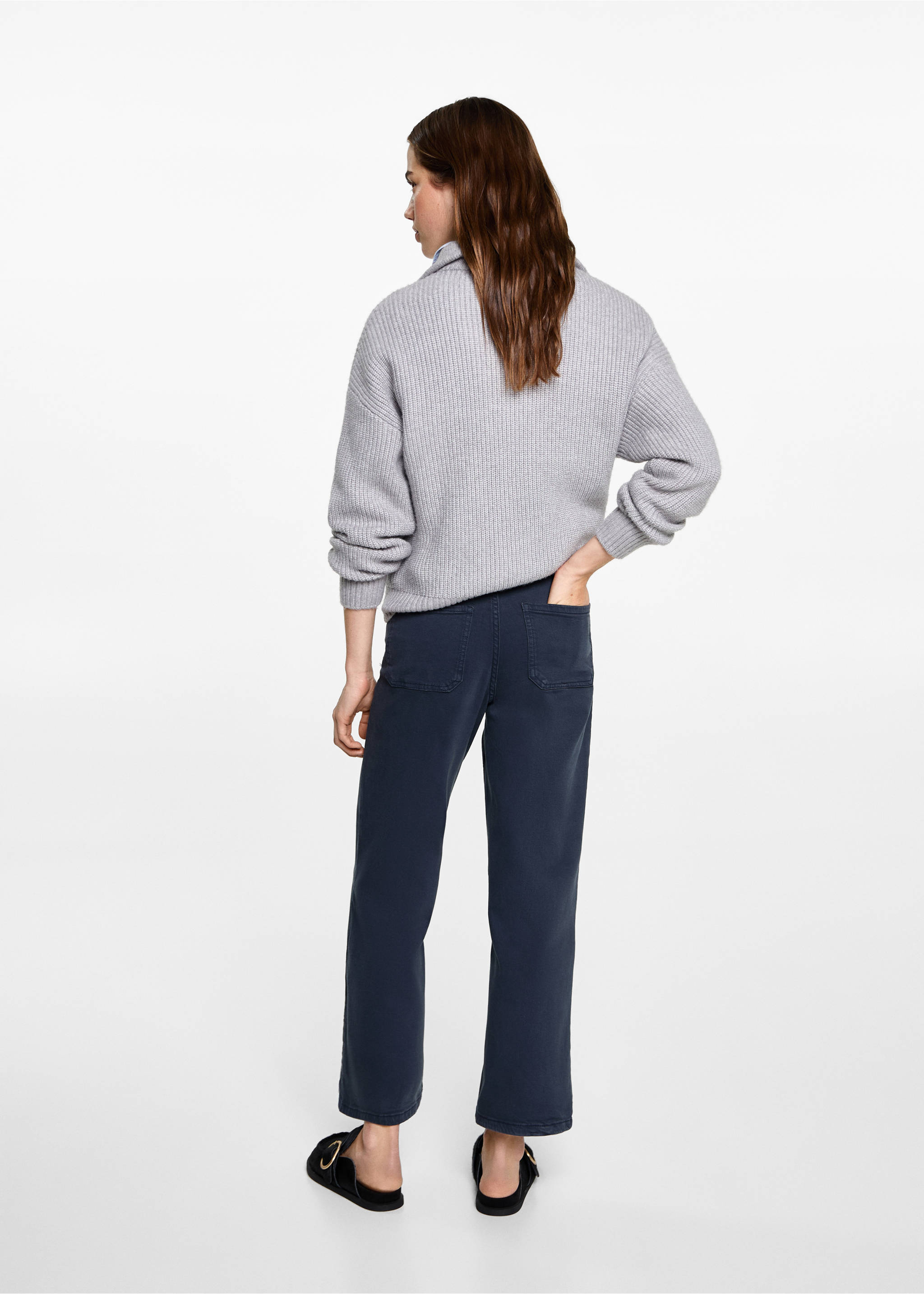 Culotte jeans with pockets - Reverse of the article, Dark Navy. Ref: 87001089-00.