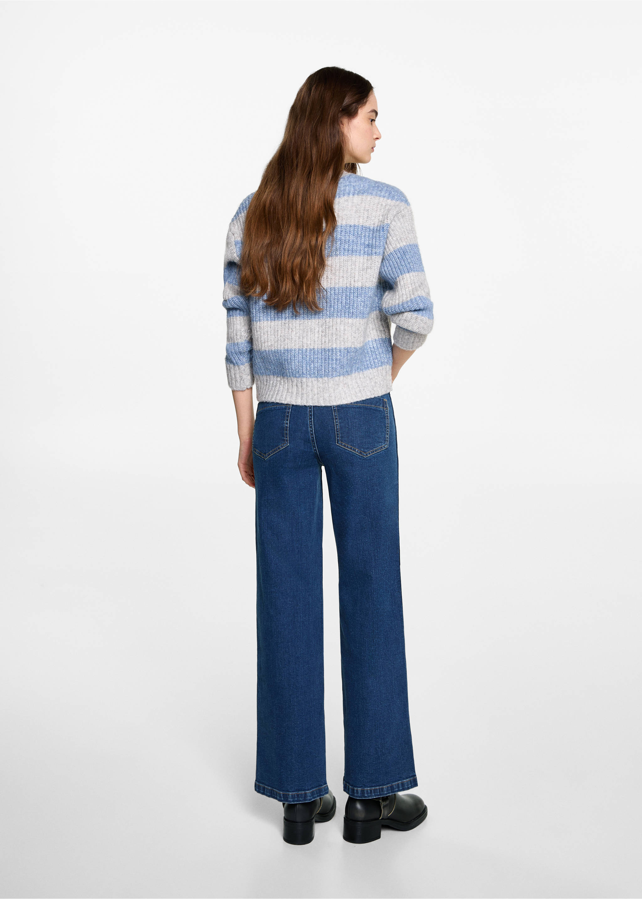 Straight-fit jeans with pockets - Reverse of the article, Dark Blue. Ref: 87001091-00.