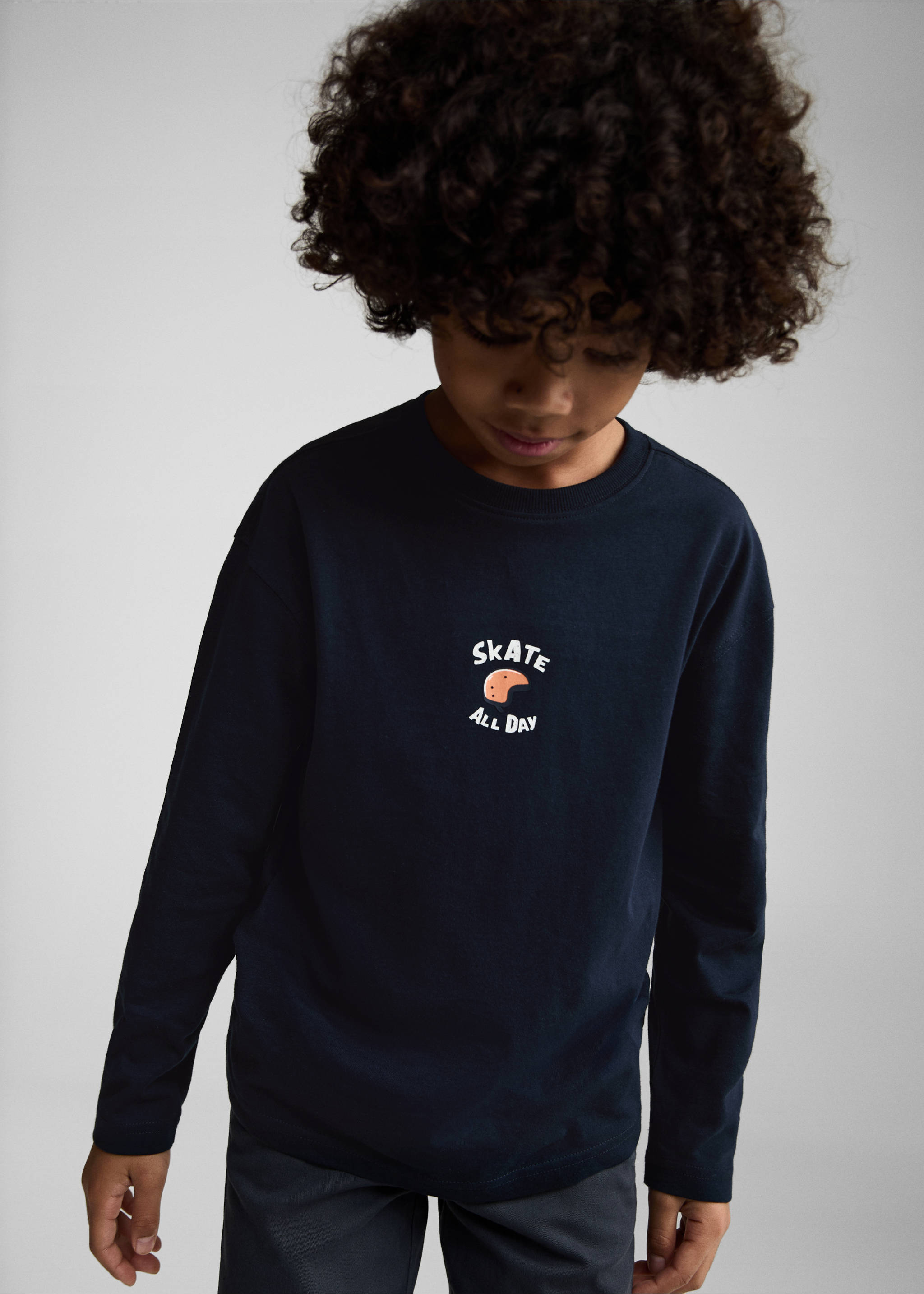 Katoenen T-shirt met print - Middenvlak, Donkermarine. Ref: 87001530-00.