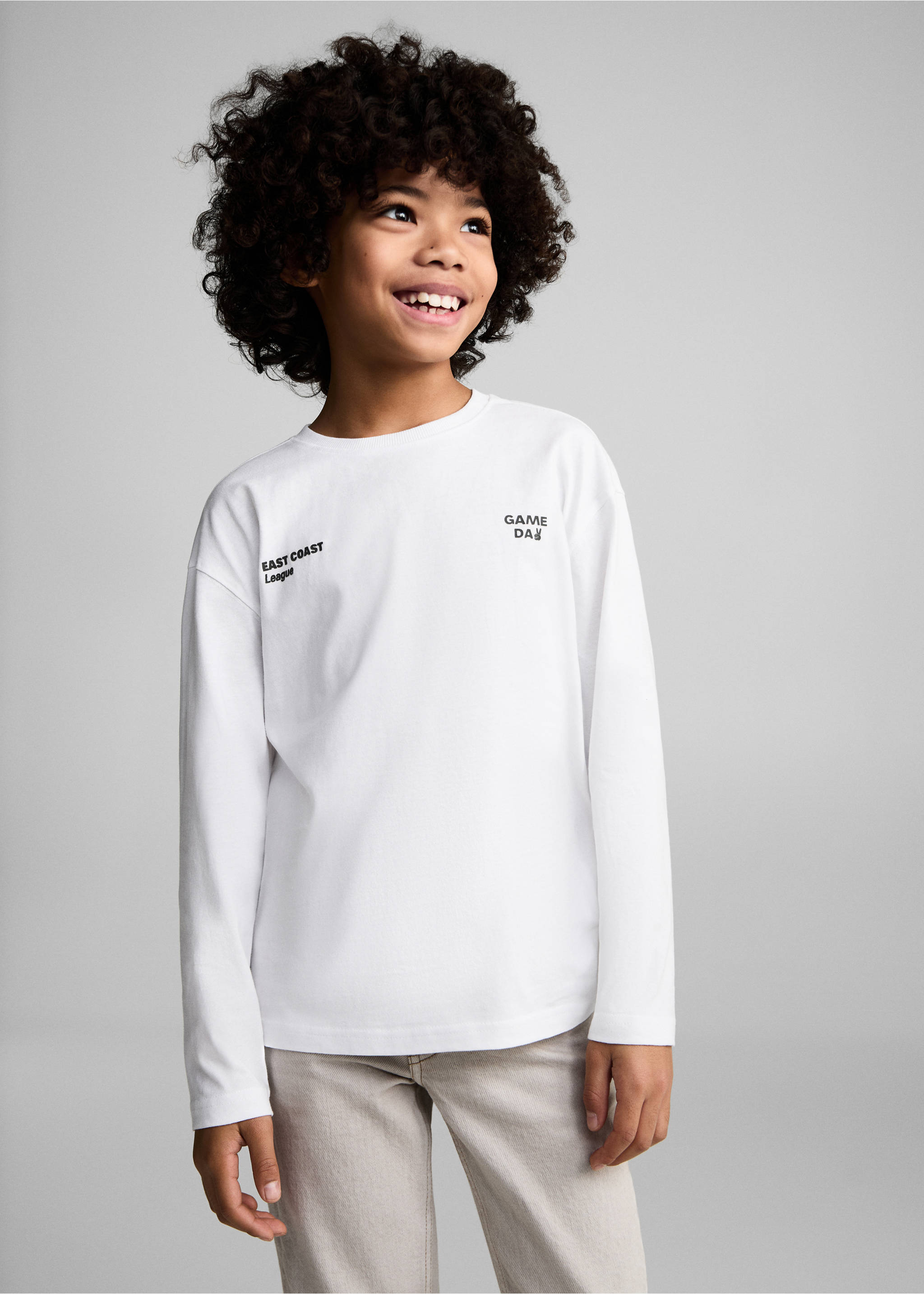 Katoenen T-shirt met print - Middenvlak, Gebroken wit. Ref: 87001531-00.