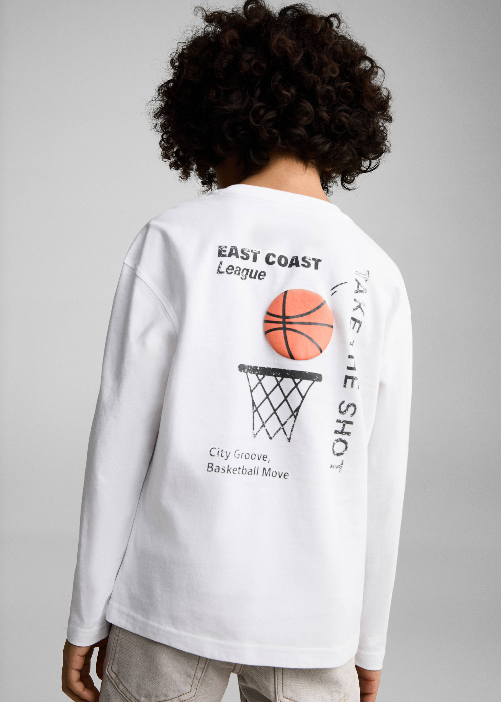 Katoenen T-shirt met print - Achterkant van het artikel, Gebroken wit. Ref: 87001531-00.