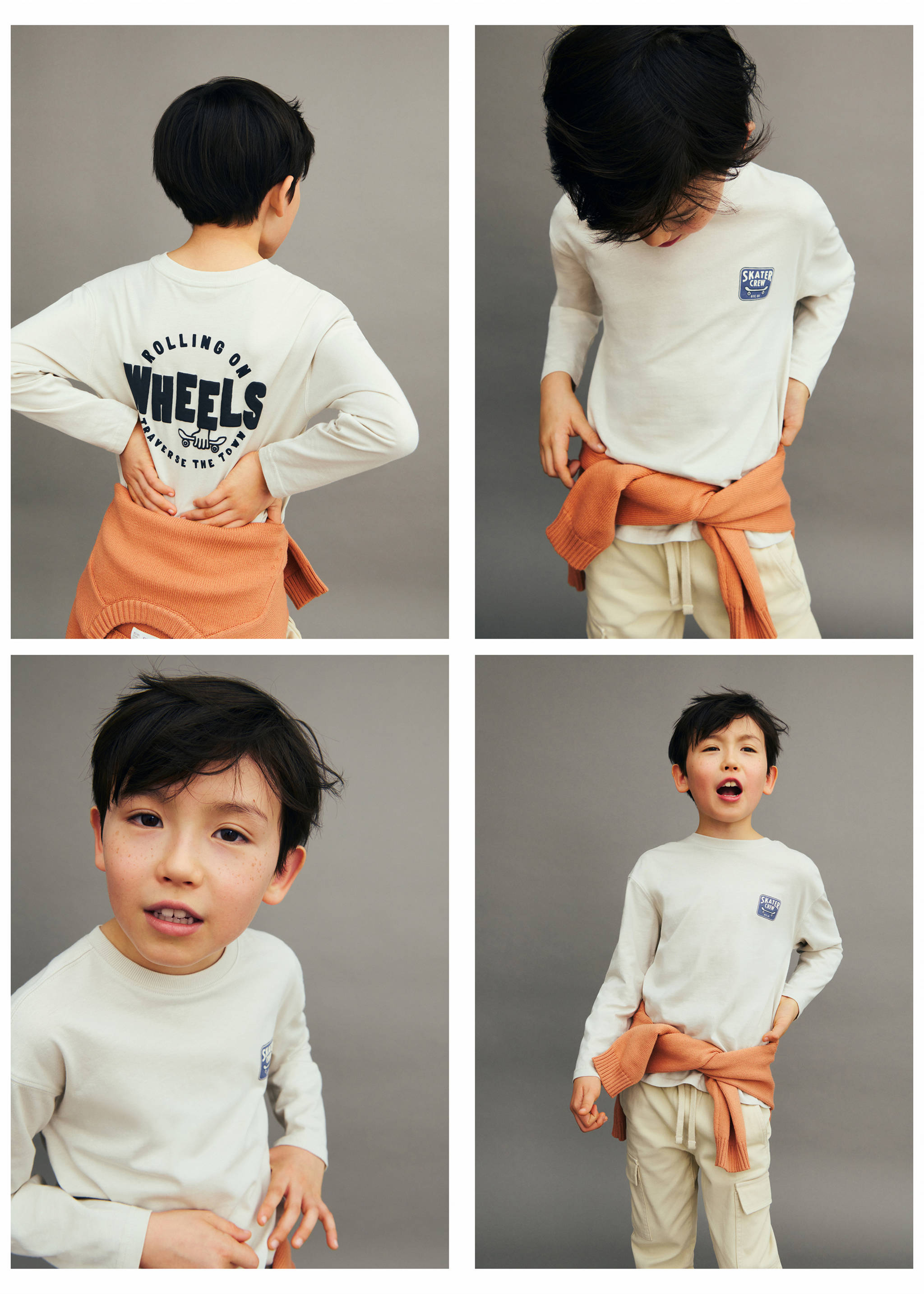 Printed cotton-blend t-shirt - Details of the article 5, Ice Grey. Ref: 87001532-00.