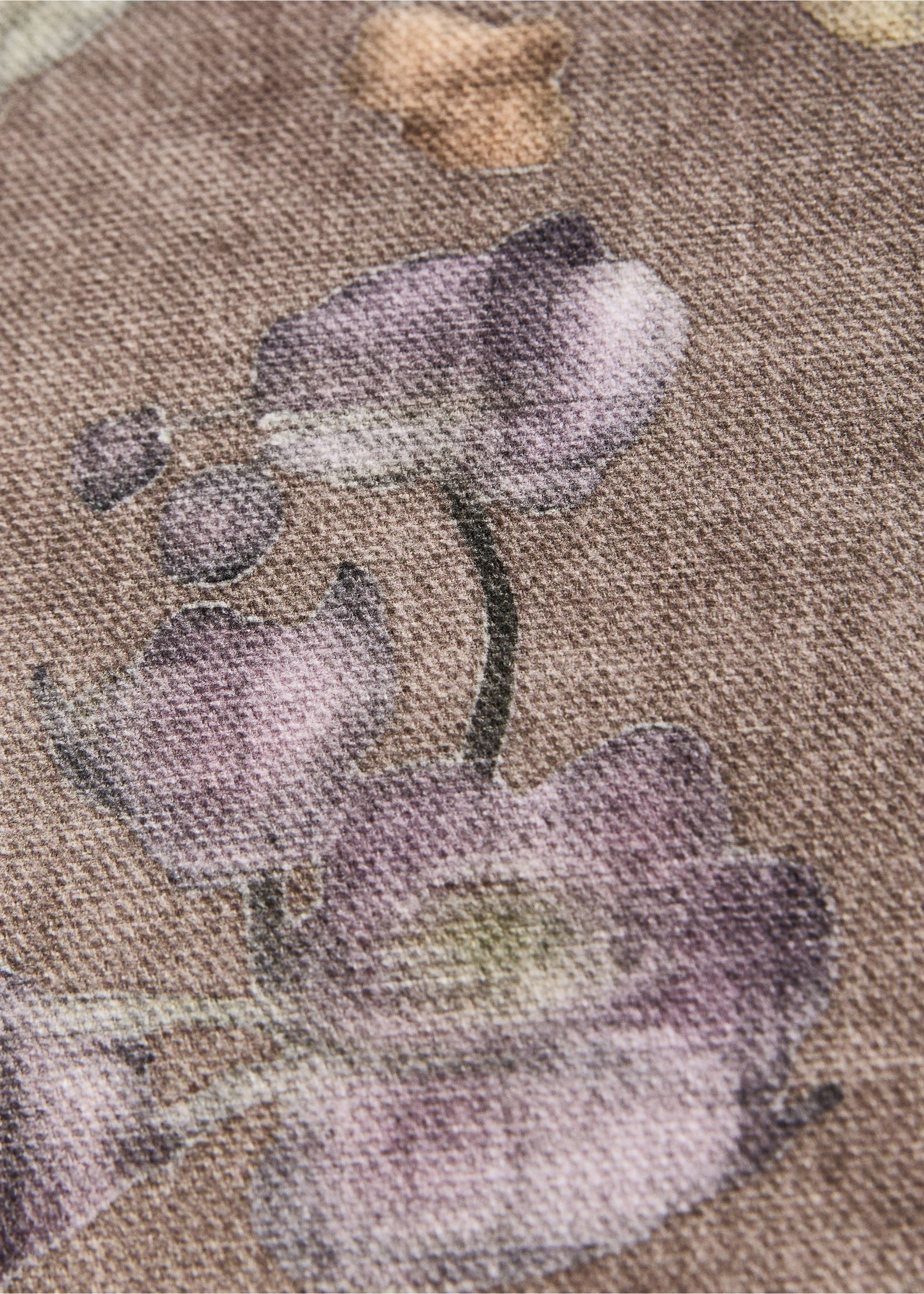 Housse de coussin liseré imprimé à fleurs 45x45 cm - Détail de l'article 1, Marron moyen. Ref: 87002029-00.