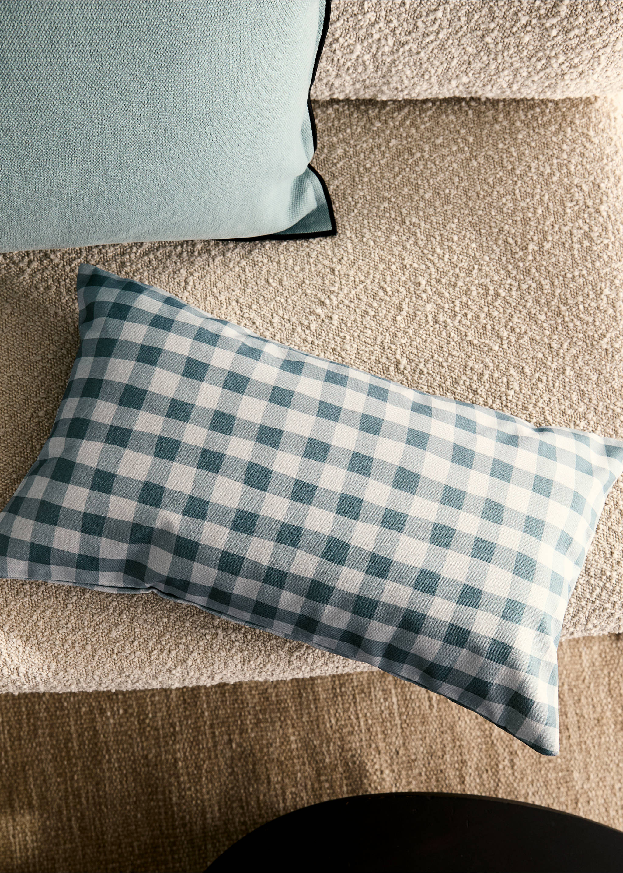 Kissenbezug aus Baumwolle mit Vichy-Karomuster, 30 x 50 cm - Allgemeine Ansicht, Blau. Ref: 87002031-00.