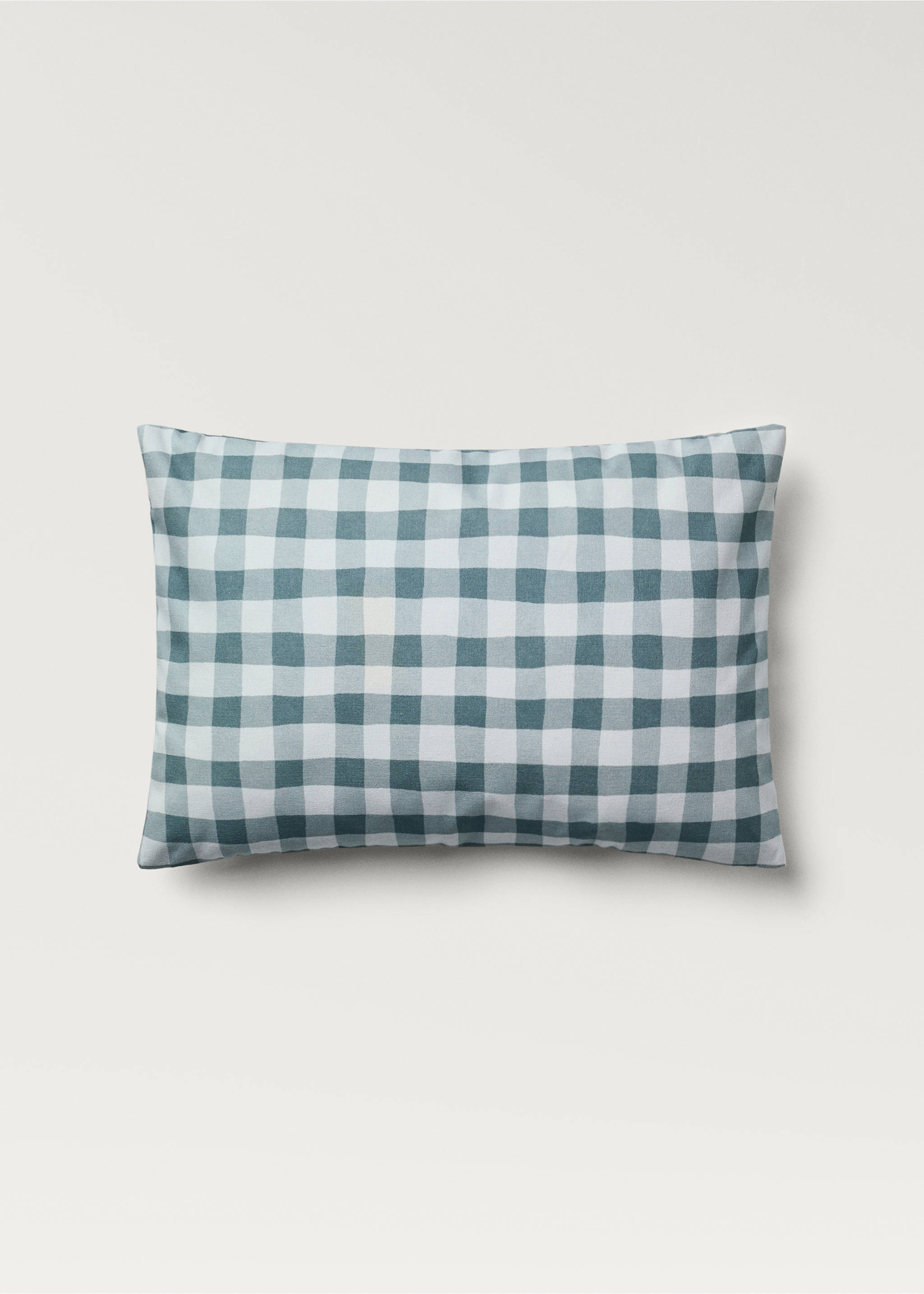 Bavlněný povlak na polštář s kostkovaným vzorem 40x60 cm - Zboží bez modelu, Modrá. Ref: 87002032-00.