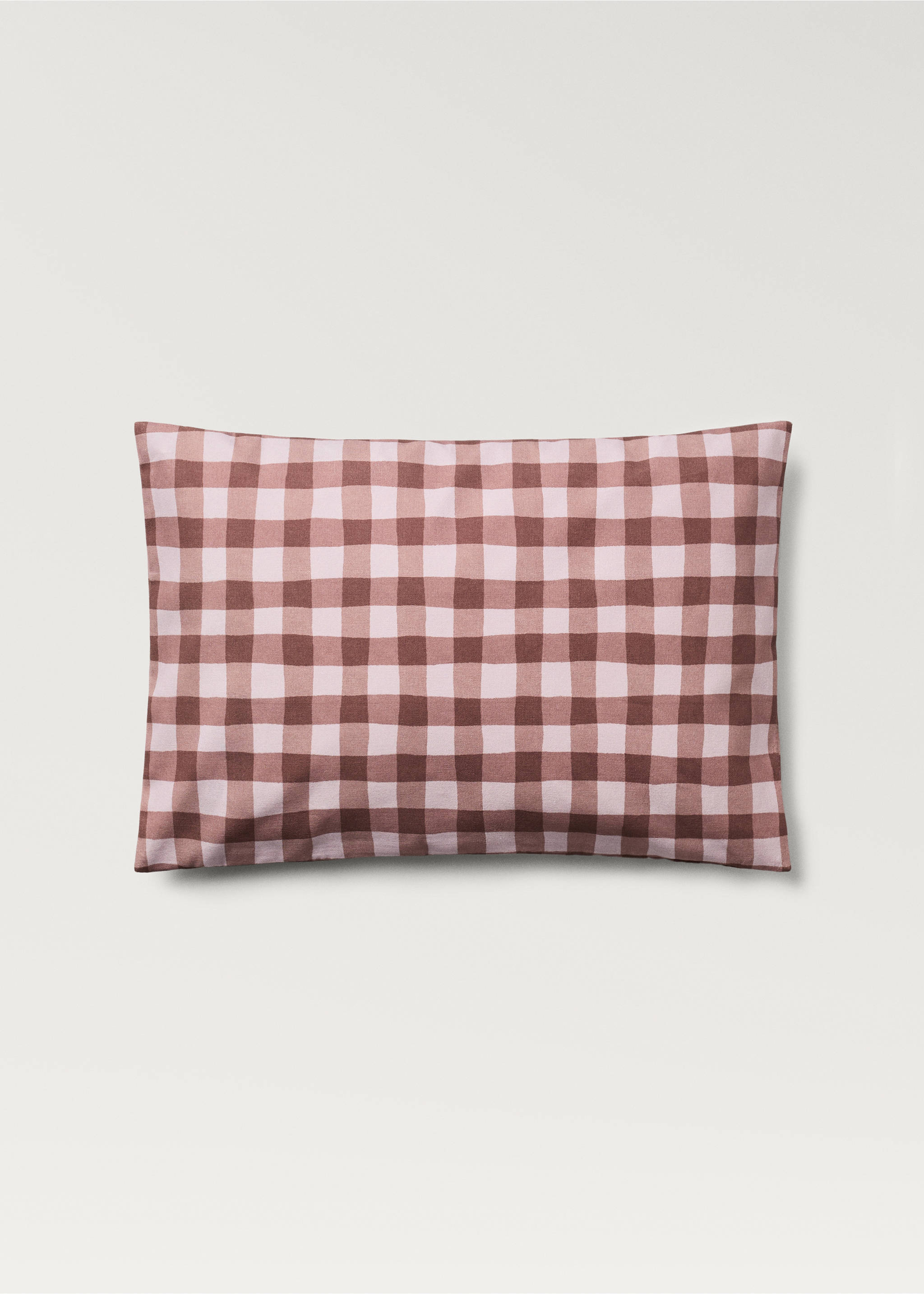 Housse de coussin coton imprimé vichy 40x60 cm - Article sans modèle, Rose. Ref: 87002032-00.