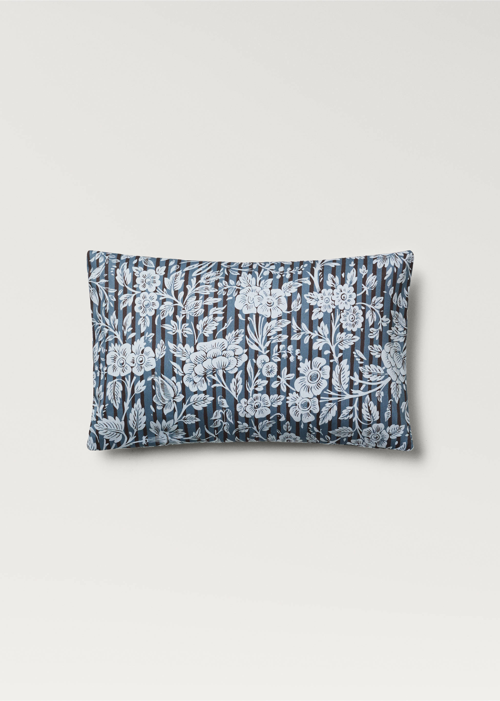 Husă de pernă cu imprimeu floral și dungi 30x50 cm - Articol fără model, Albastru. Ref: 87002033-00.