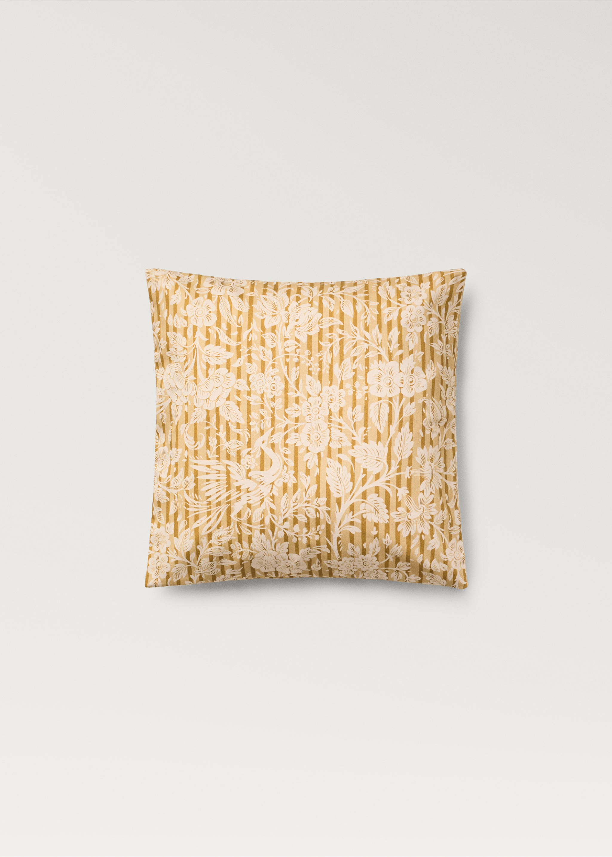 Kissenbezug mit Blumen- und Streifenmuster, 45 x 45 cm - Artikel ohne Model, Apfelgrün. Ref: 87002034-00.