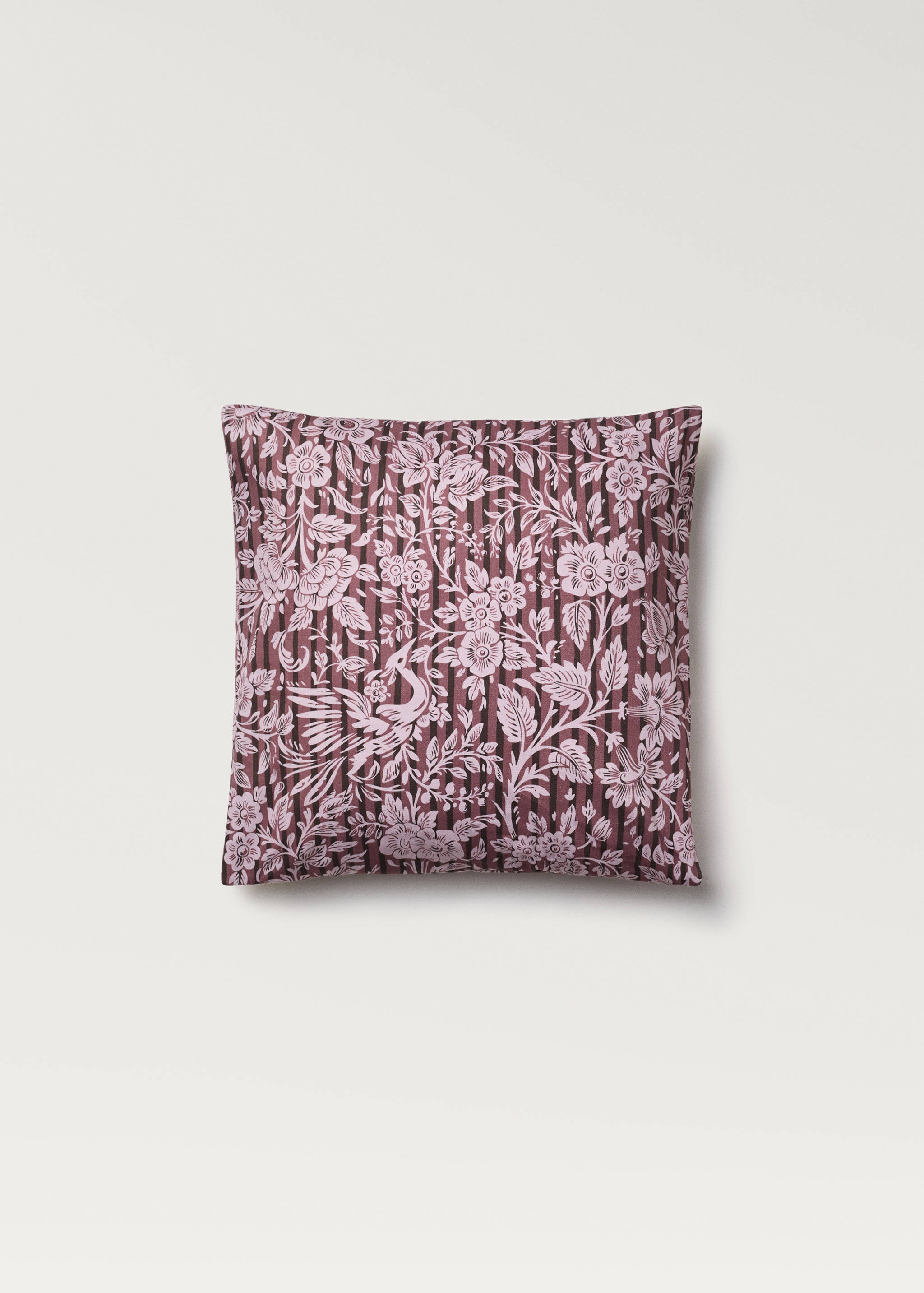Cushion cover with printed flowers and stripes 45x45 cm - Article without model