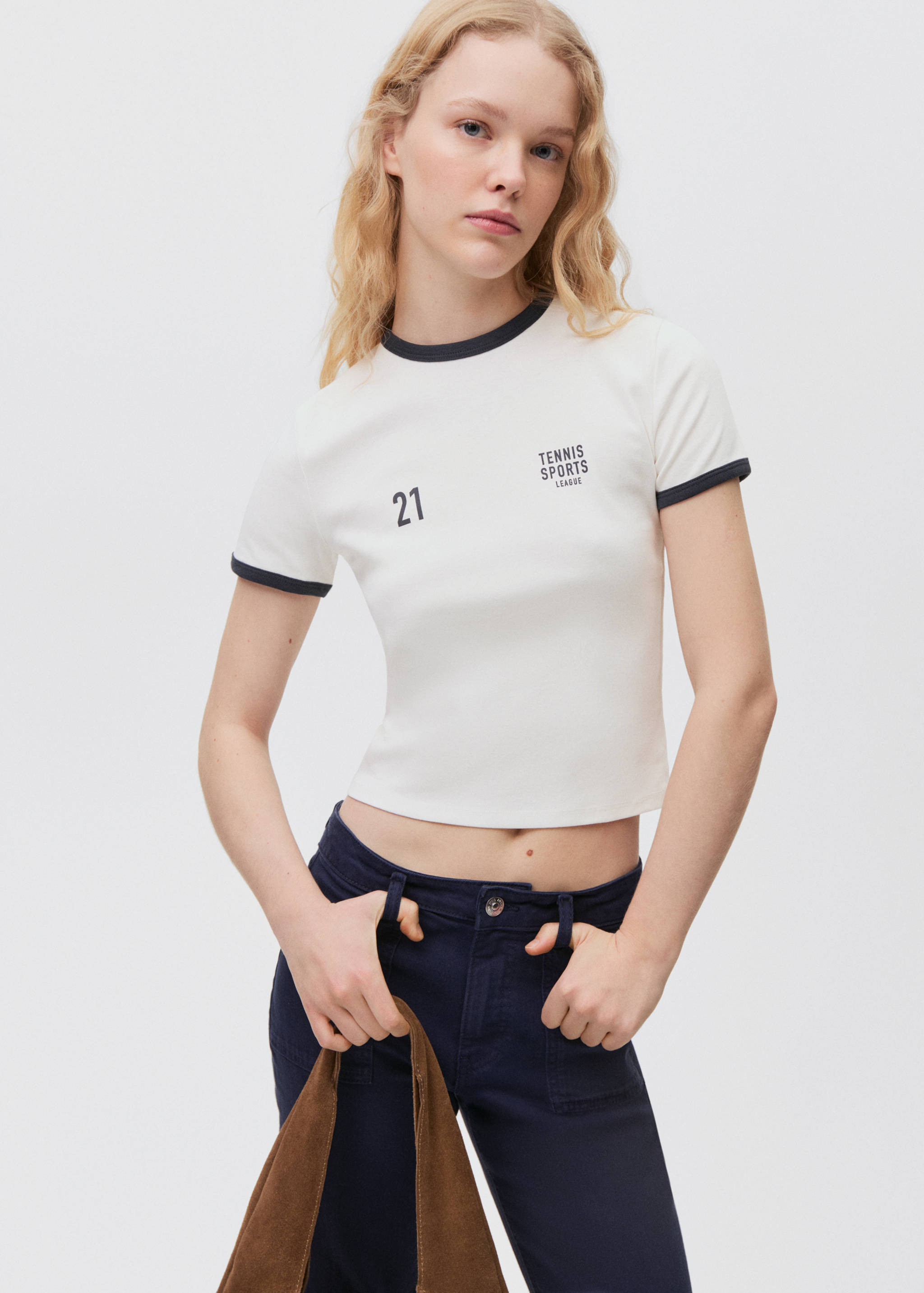 Cropped cotton T-shirt - Medium plane