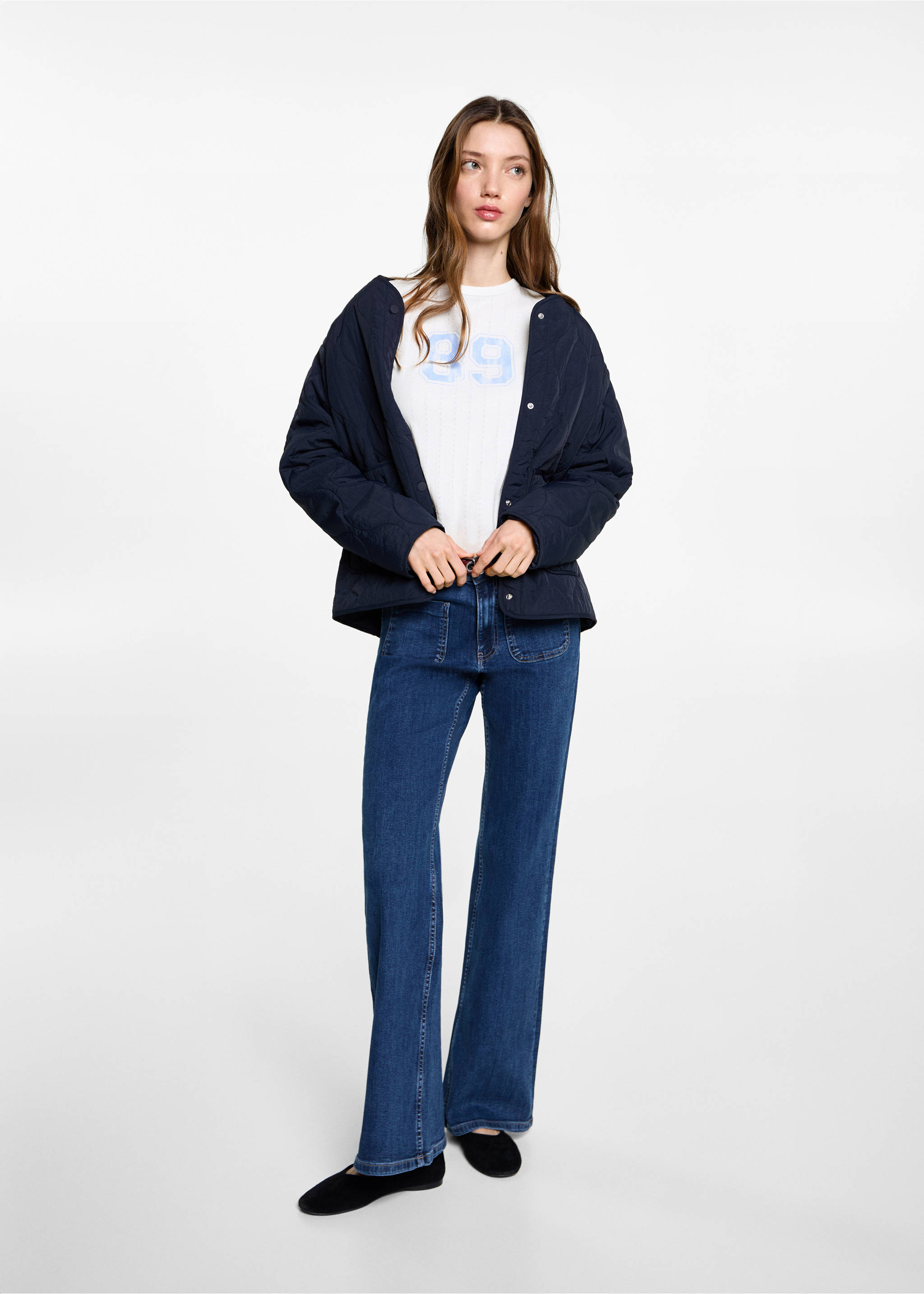 Camiseta manga corta crop - Plano general, Blanco roto. Ref: 87002545-00.