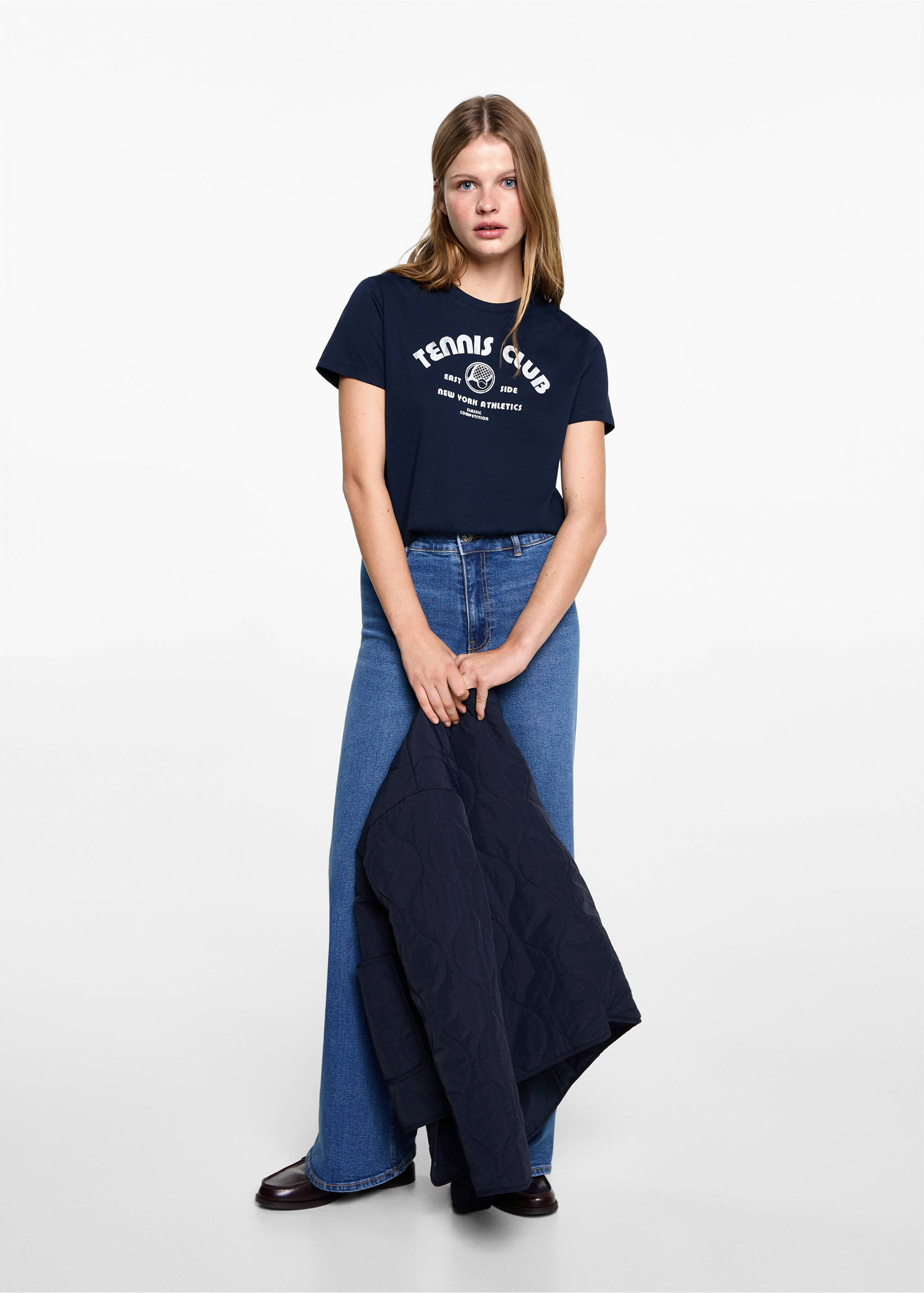 Camiseta mensaje manga corta - Plano general, Azul marino oscuro. Ref: 87002546-00.