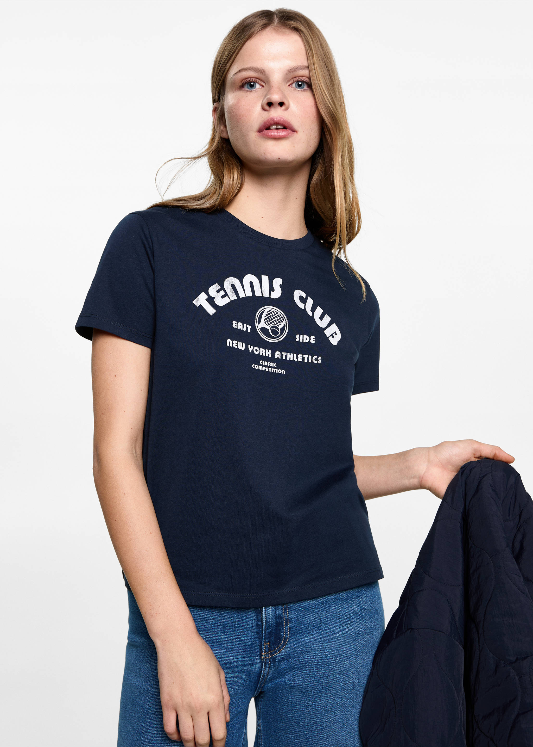 Camiseta mensaje manga corta - Plano medio, Azul marino oscuro. Ref: 87002546-00.