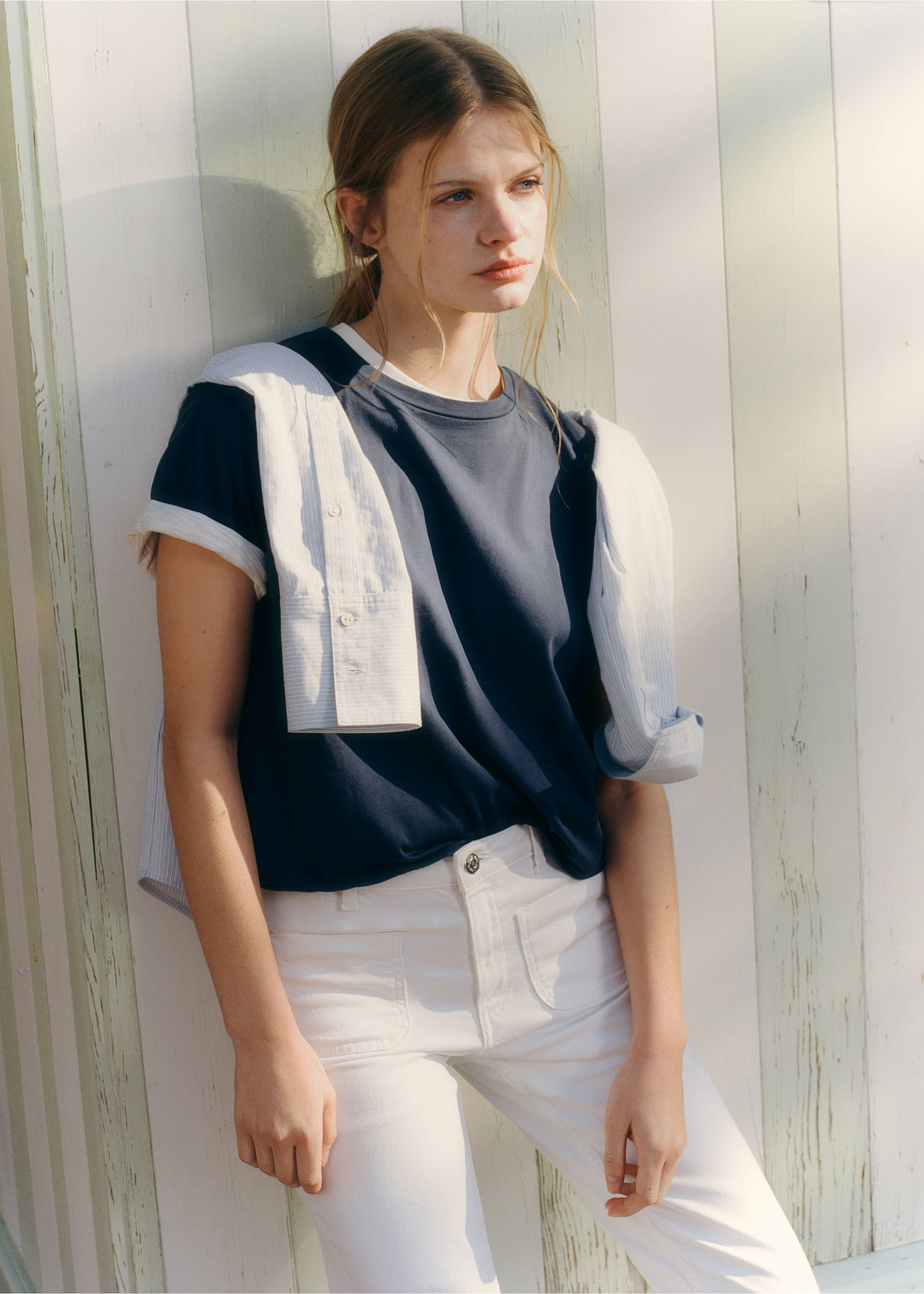 Crop T-shirt - Details of the article 5, Dark Navy. Ref: 87002547-00.
