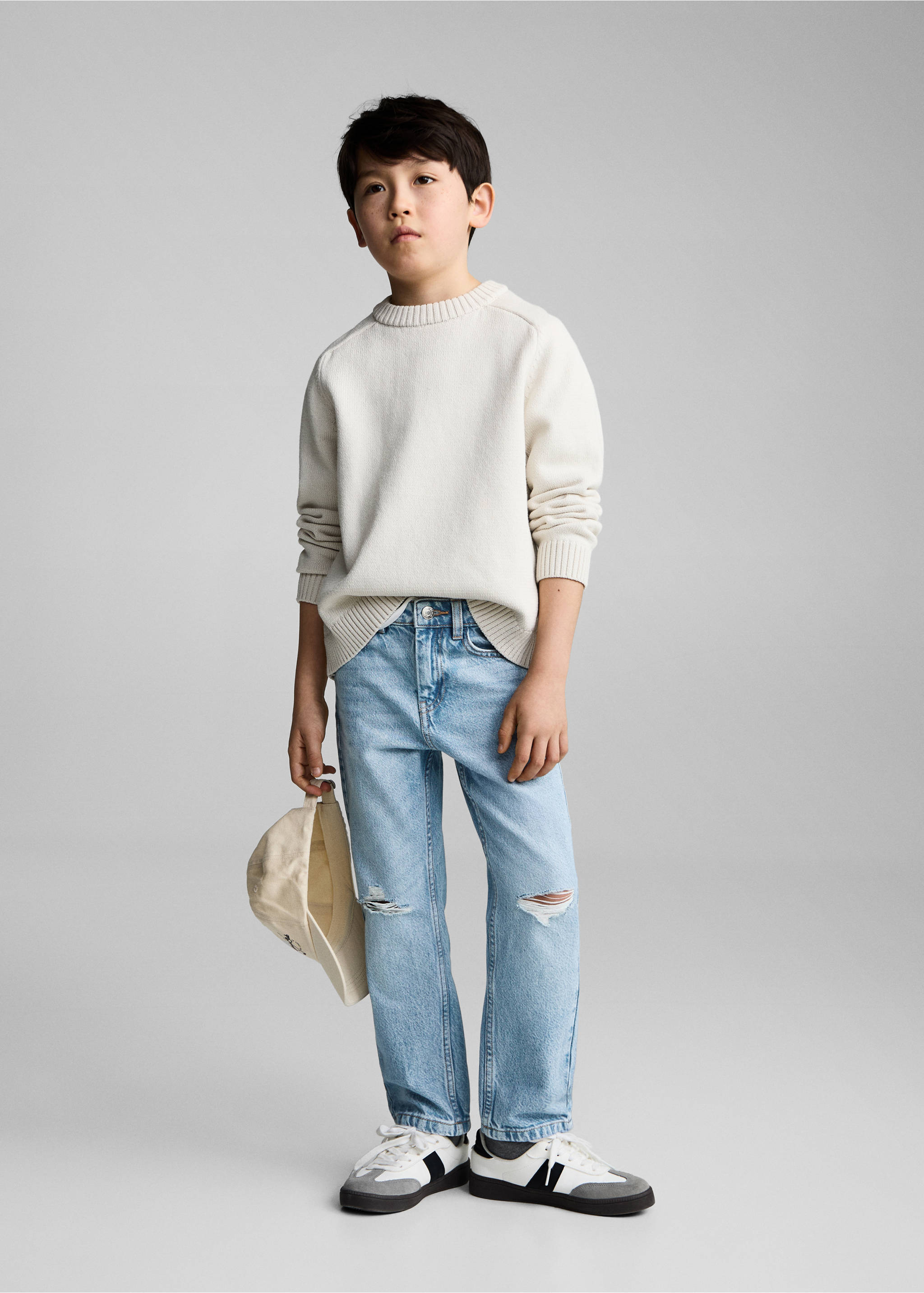 Decorative ripped jeans - General plane, Medium Blue. Ref: 87002900-00.