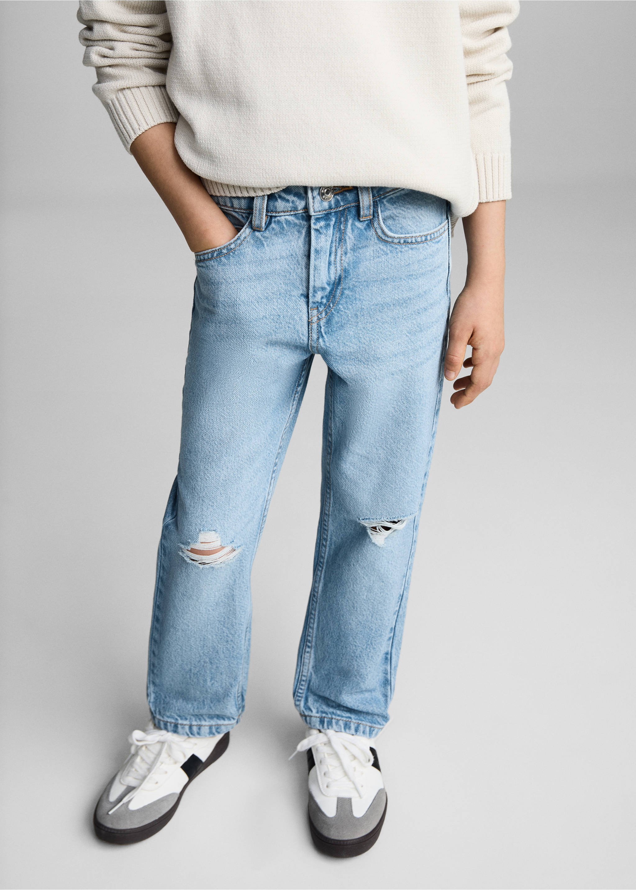 Decorative ripped jeans - Medium plane, Medium Blue. Ref: 87002900-00.