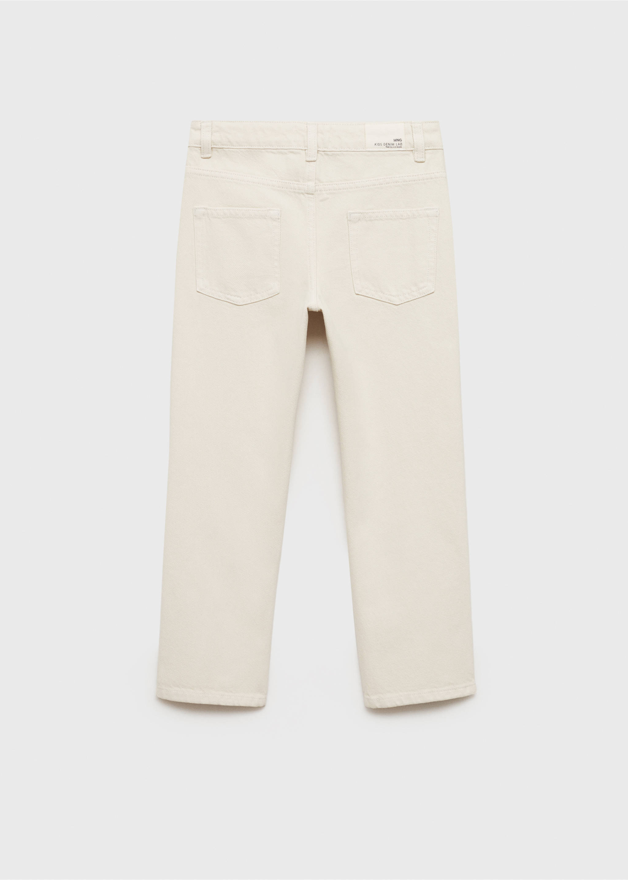 Gerade Jeans mit Zierrissen - Rückseite des Artikels, Sandfarben. Ref: 87002901-00.