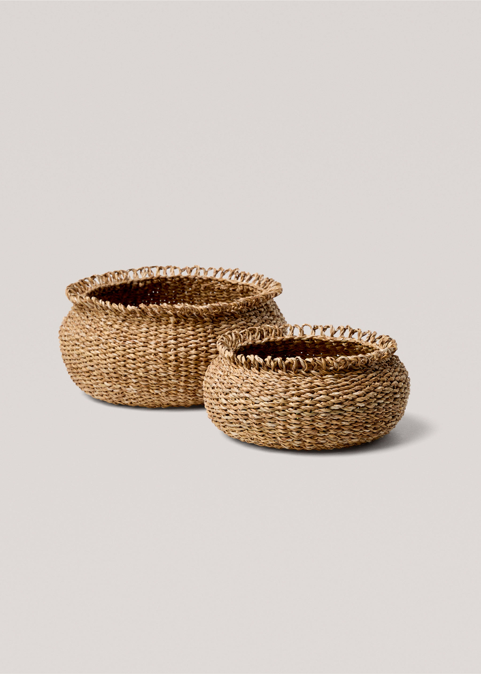 Medium natural fibre round basket - Details of the article 3, Brown. Ref: 87002923-00.