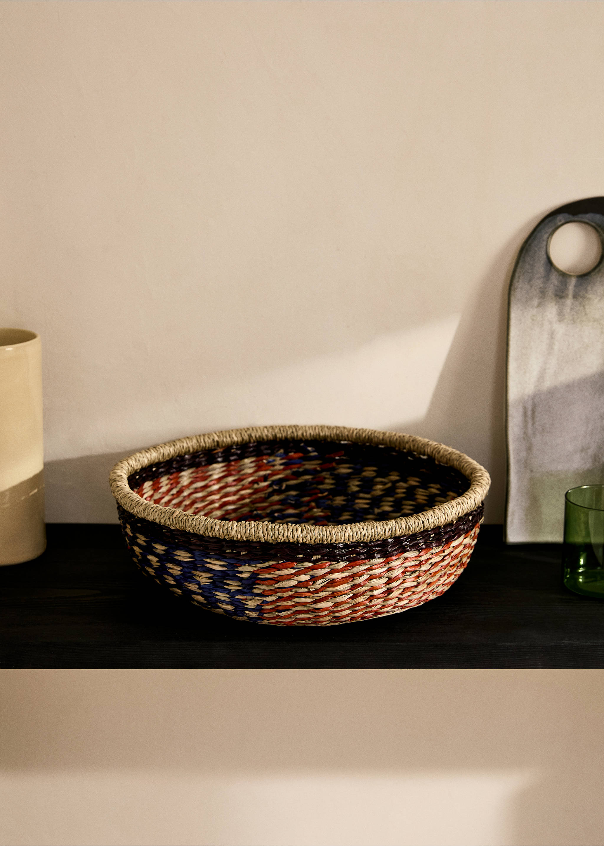 Large coloured seagrass basket - General plane, Brown. Ref: 87002928-00.
