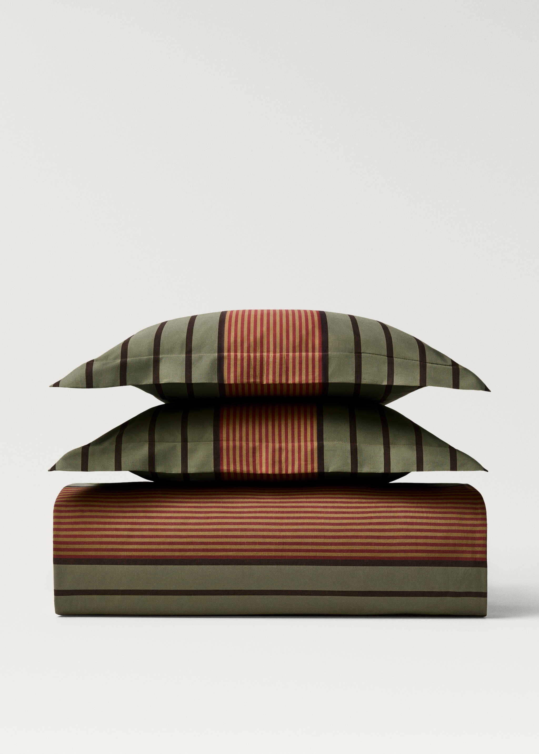 Percale cotton multi-striped duvet cover King bed - Article without model