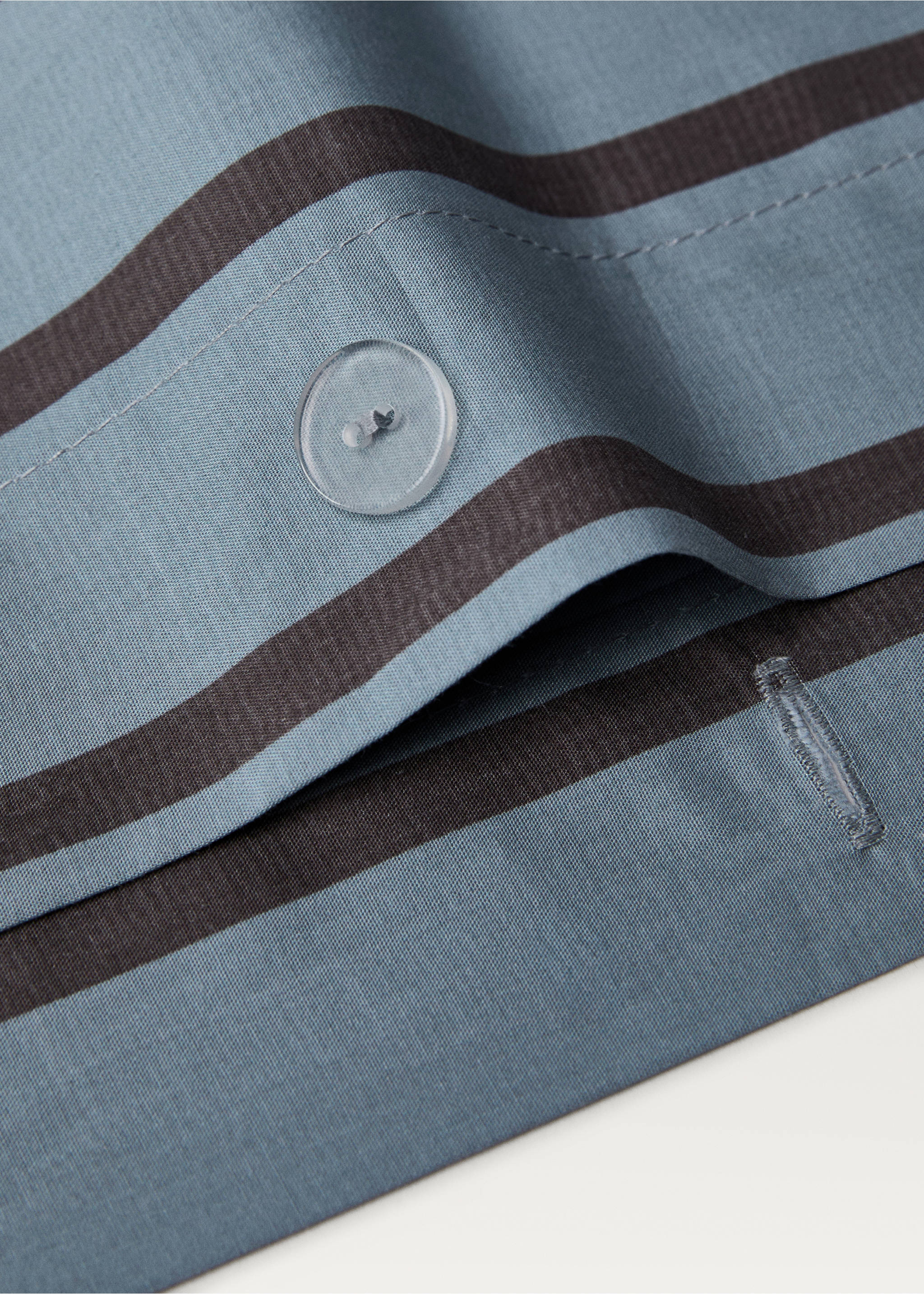 Percale cotton multi-striped duvet cover King bed - Details of the article 2, Aqua Green. Ref: 87002940-00.