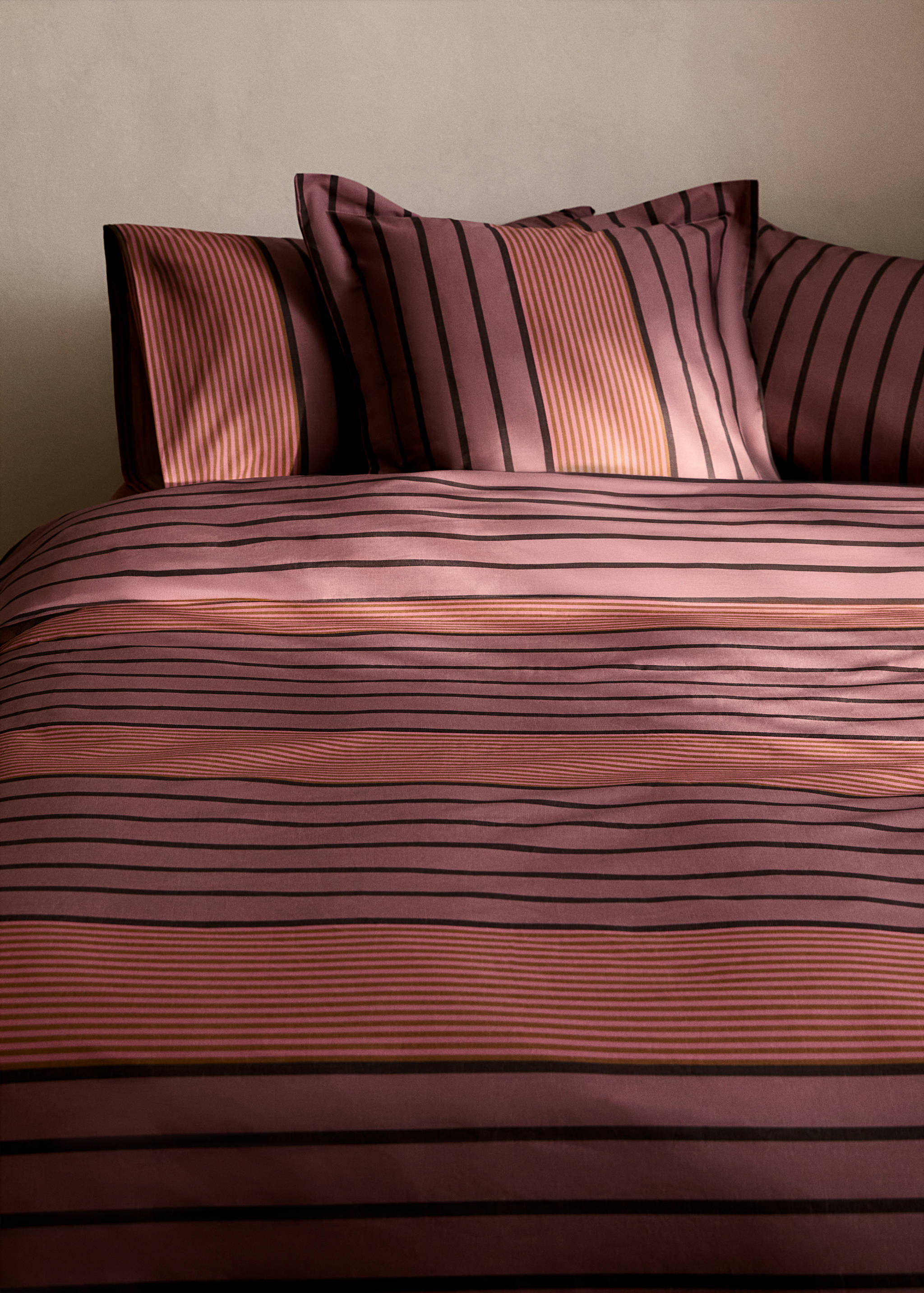 Percale cotton multi-striped duvet cover King bed - Details of the article 7