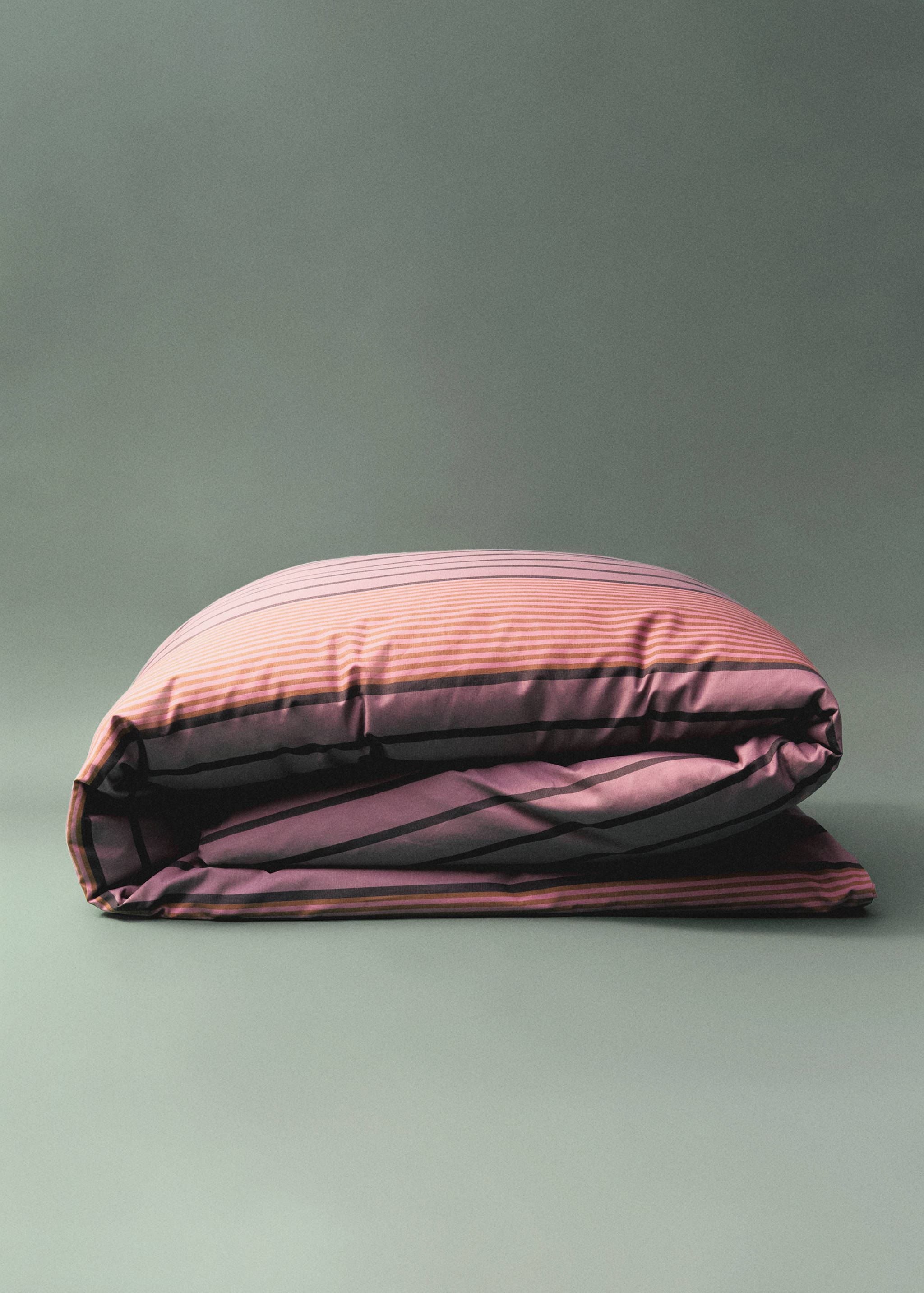Percale cotton multi-striped duvet cover King bed - Details of the article 8
