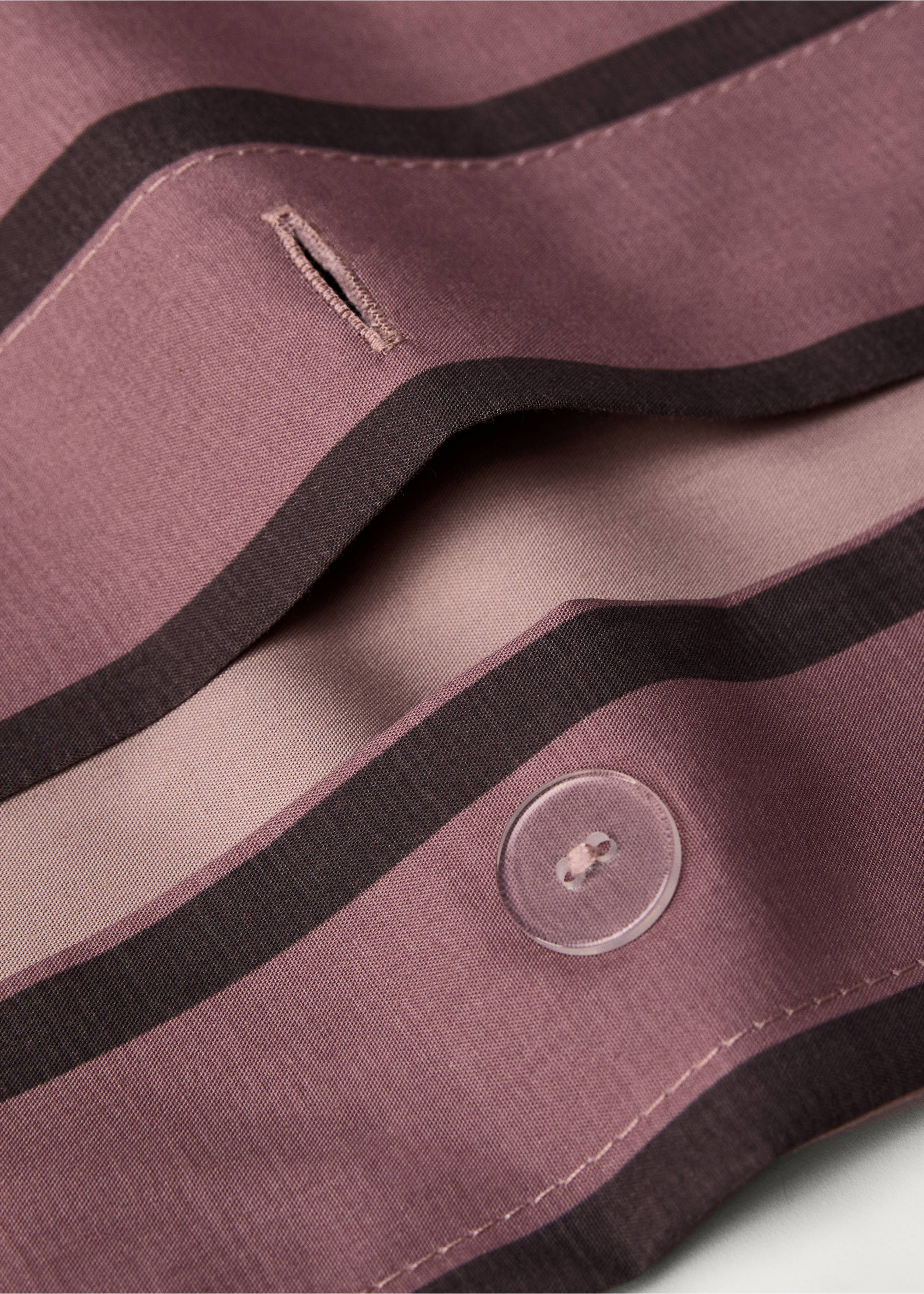 Percale cotton multi-striped duvet cover King bed - Details of the article 2, Pink. Ref: 87002940-00.