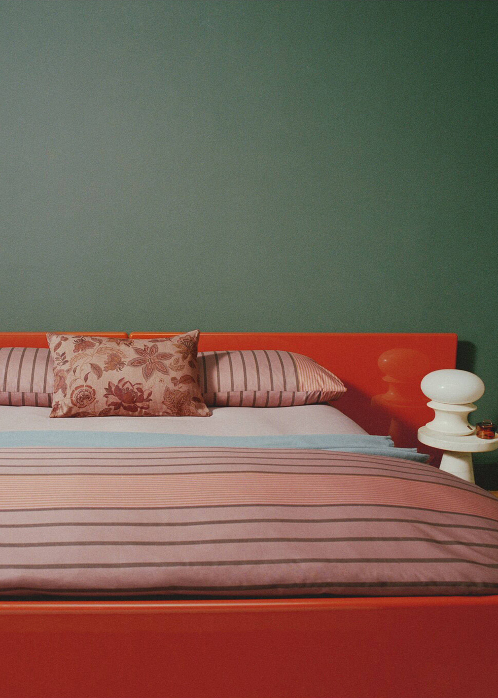 Percale cotton multi-striped duvet cover King bed - Details of the article 6, Pink. Ref: 87002940-00.