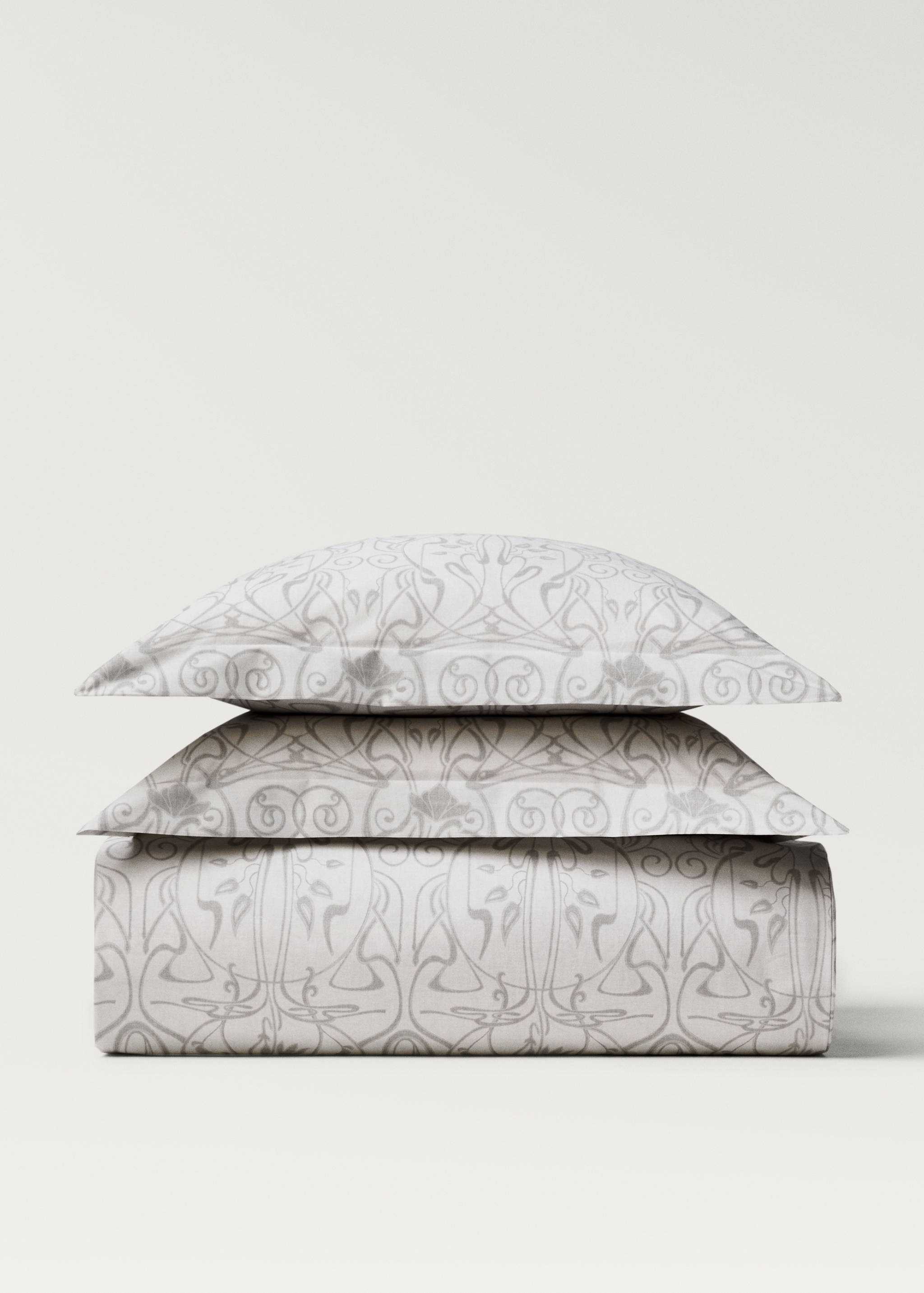 Percale cotton duvet cover with ornamental print Single bed - Article without model