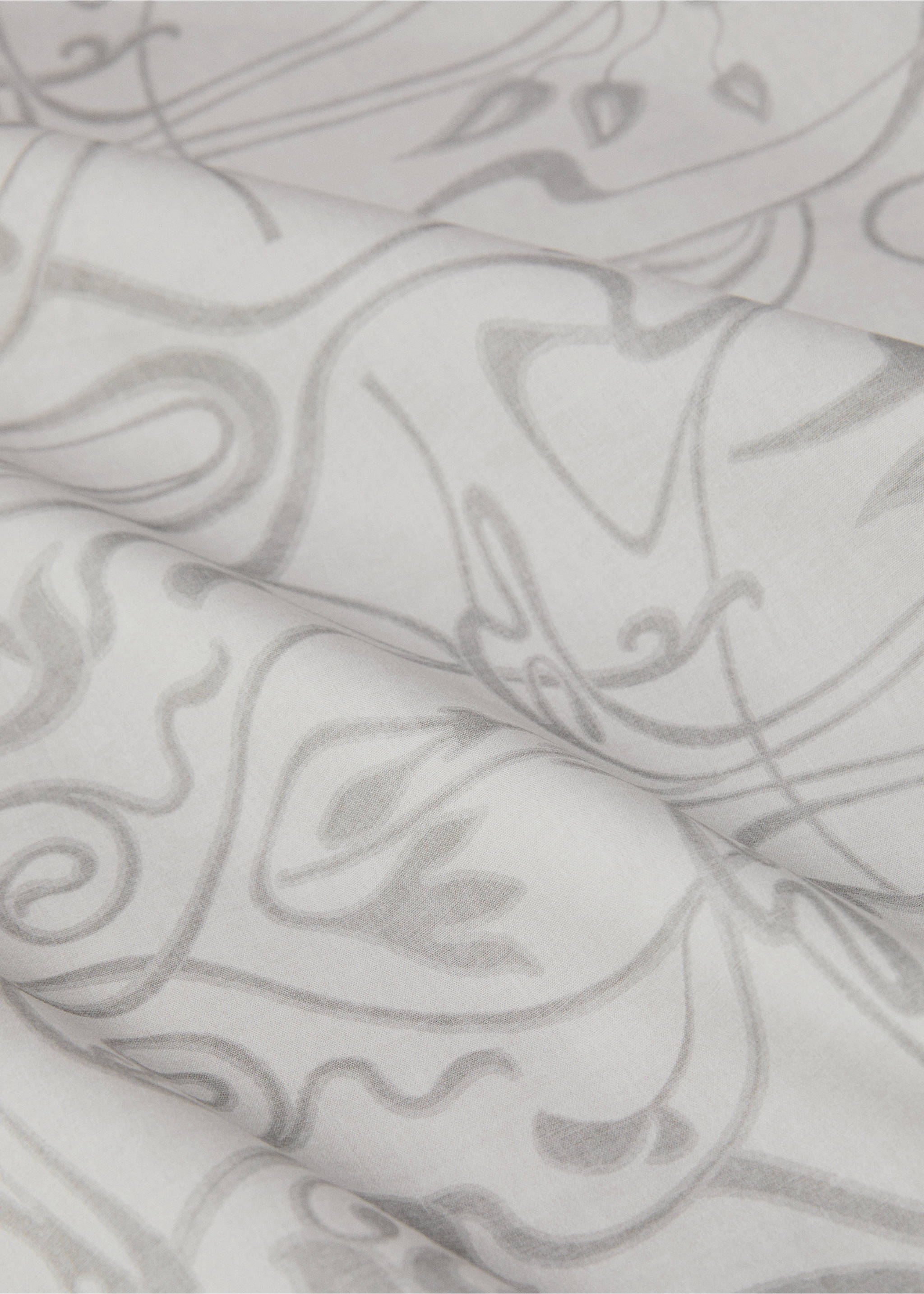 Percale cotton duvet cover with ornamental print Single bed - Details of the article 1, Light/Pastel Grey. Ref: 87002942-00.
