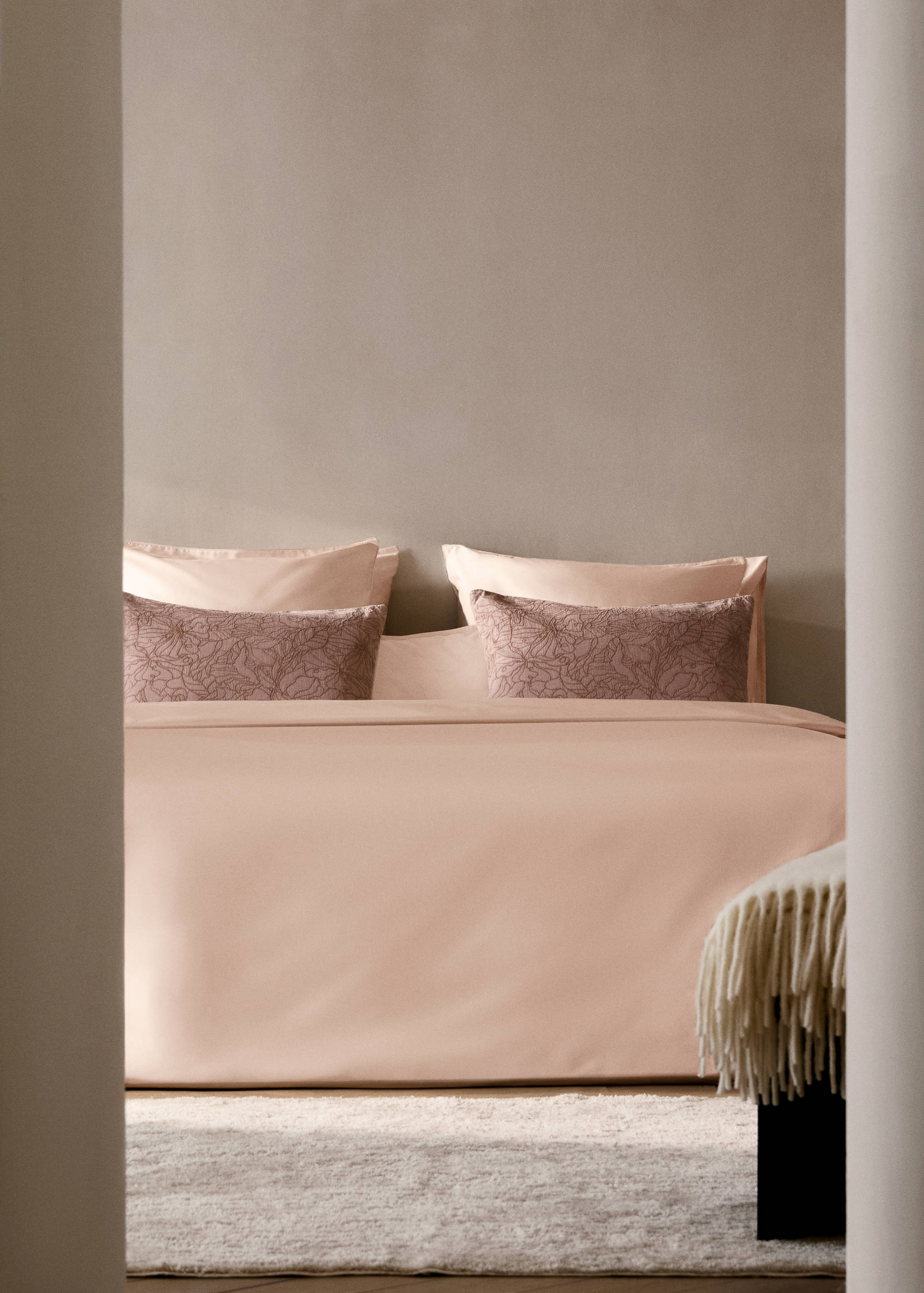 Bettbezug aus Baumwoll-Seidengemisch mit Fadendichte 600 für 150/160 cm Bett - Allgemeine Ansicht