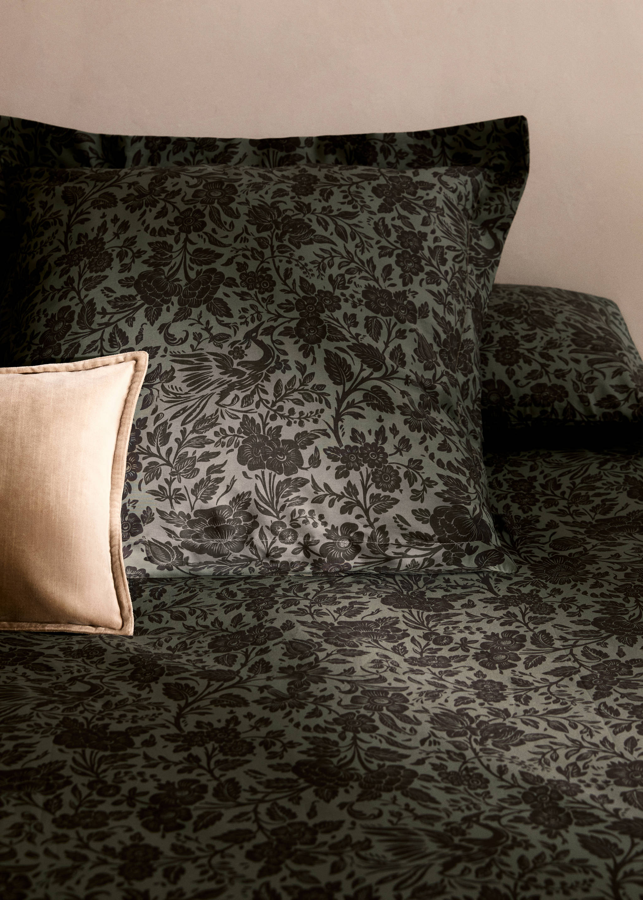 Percale cotton printed two-tone floral duvet cover Single bed - Details of the article 7