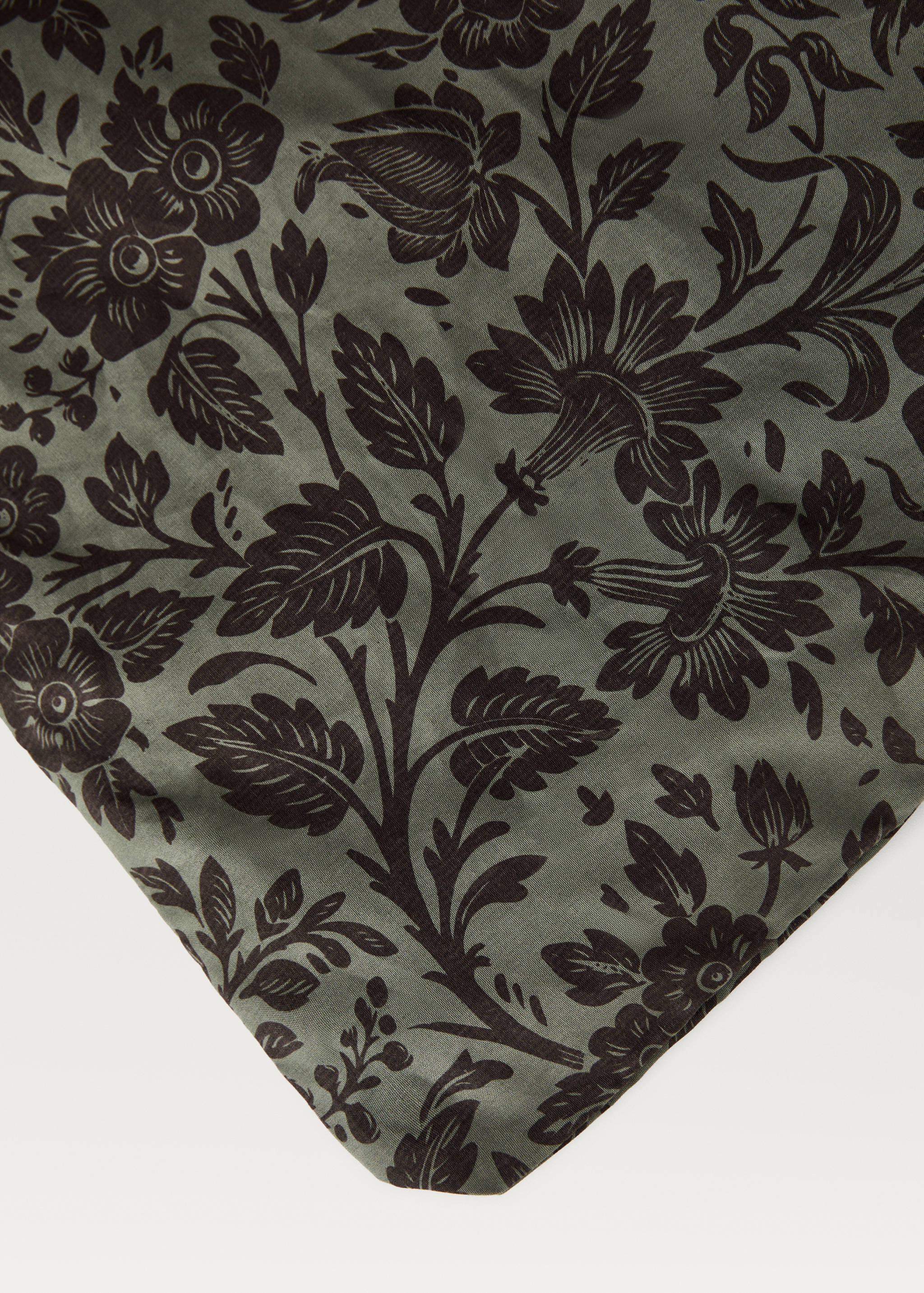 Percale cotton printed two-tone floral duvet cover Single bed - Details of the article 1