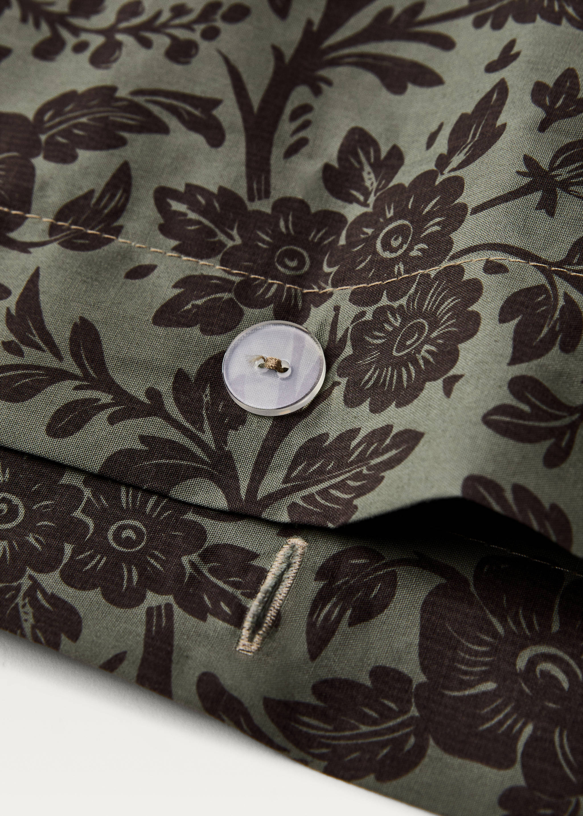 Percale cotton printed two-tone floral duvet cover Single bed - Details of the article 2