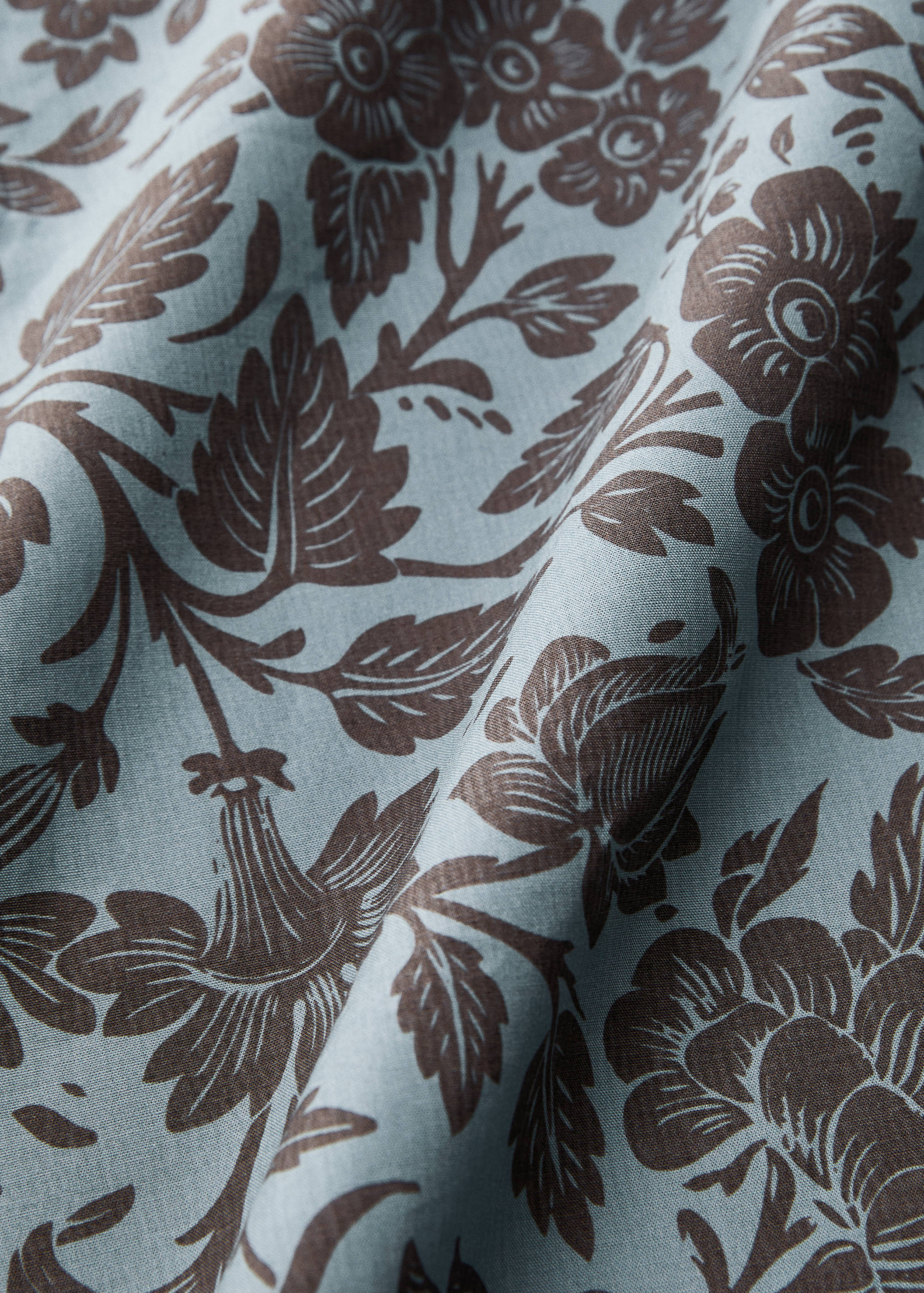 Percale cotton printed two-tone floral duvet cover Single bed - Details of the article 3