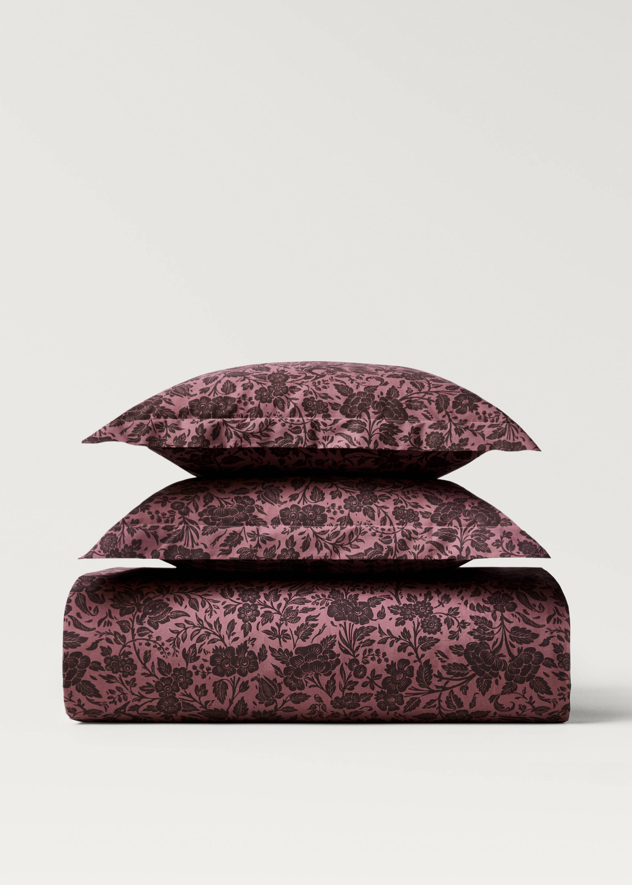 Percale cotton printed two-tone floral duvet cover Single bed - Article without model