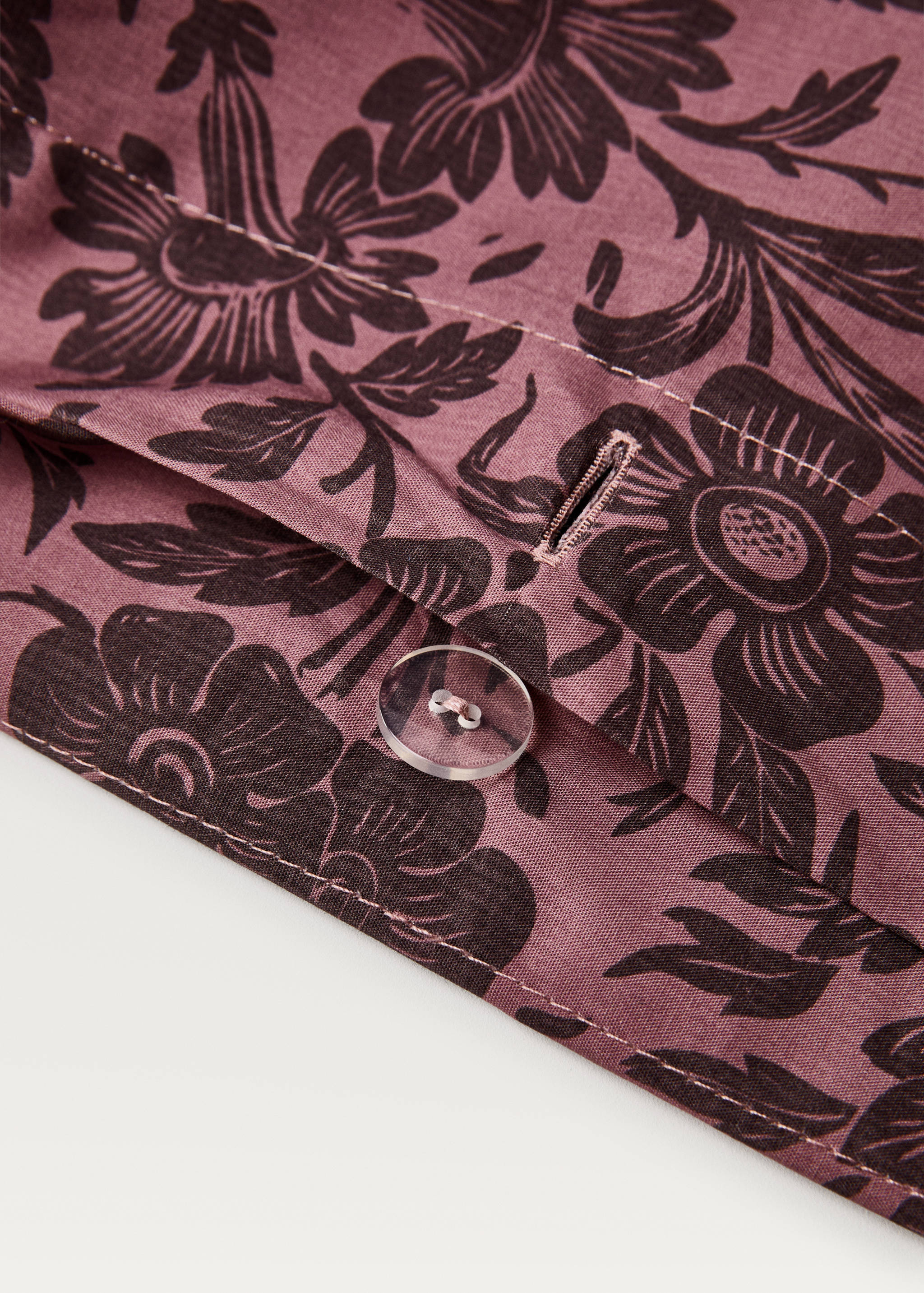 Percale cotton printed two-tone floral duvet cover Single bed - Details of the article 2