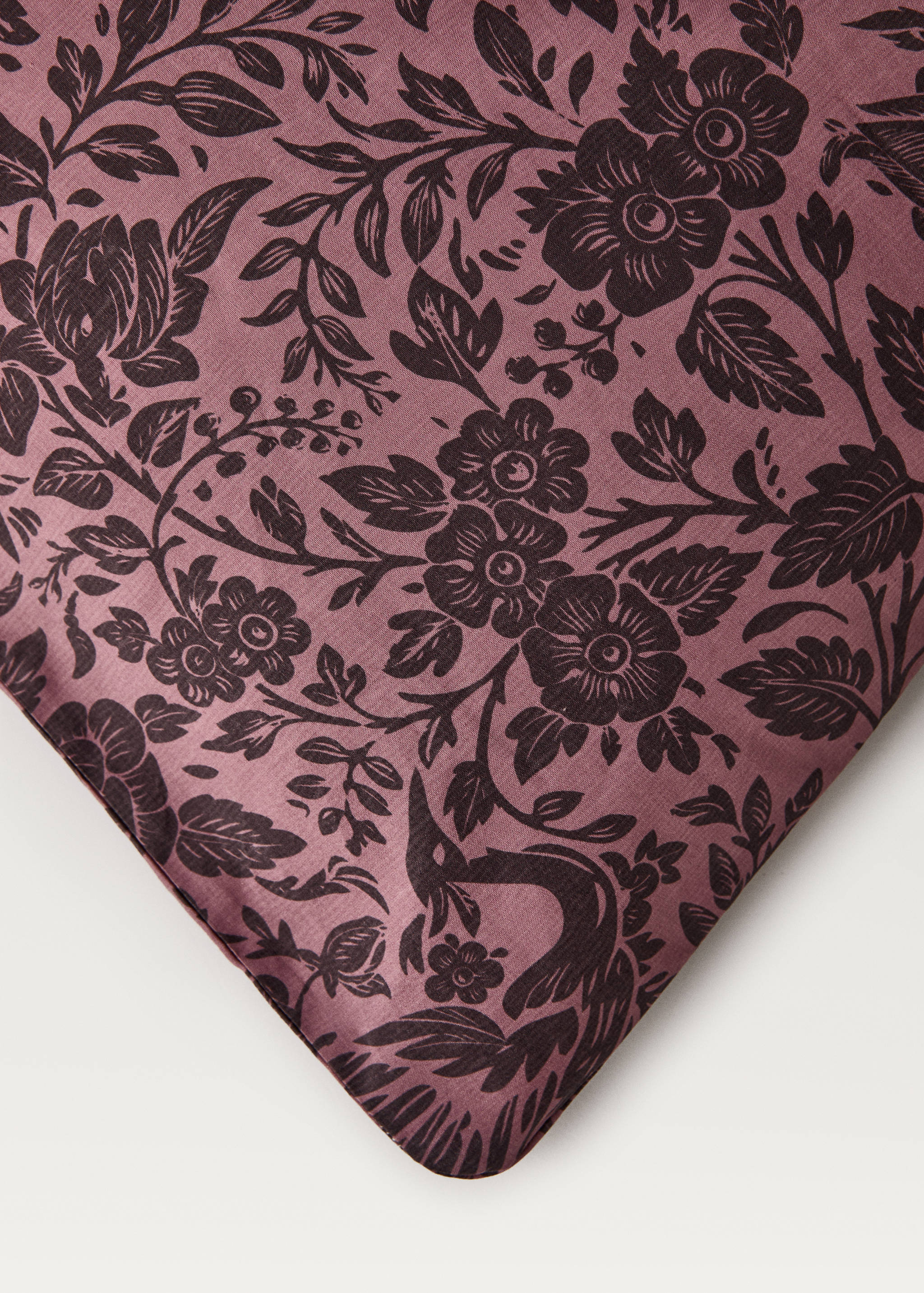 Percale cotton printed two-tone floral duvet cover Single bed - Details of the article 3