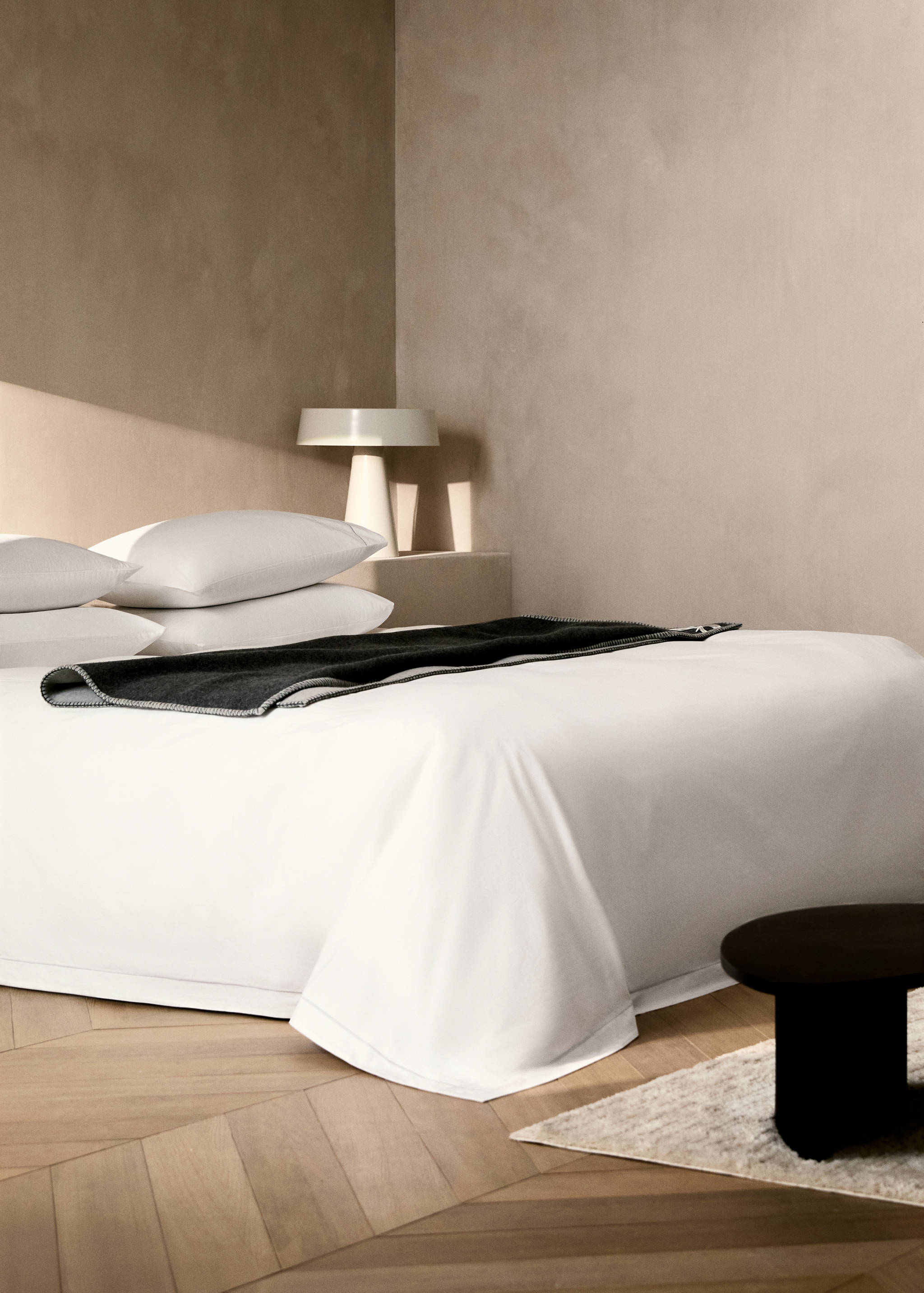 Percale cotton duvet cover with scalloped detail Single bed - General plane