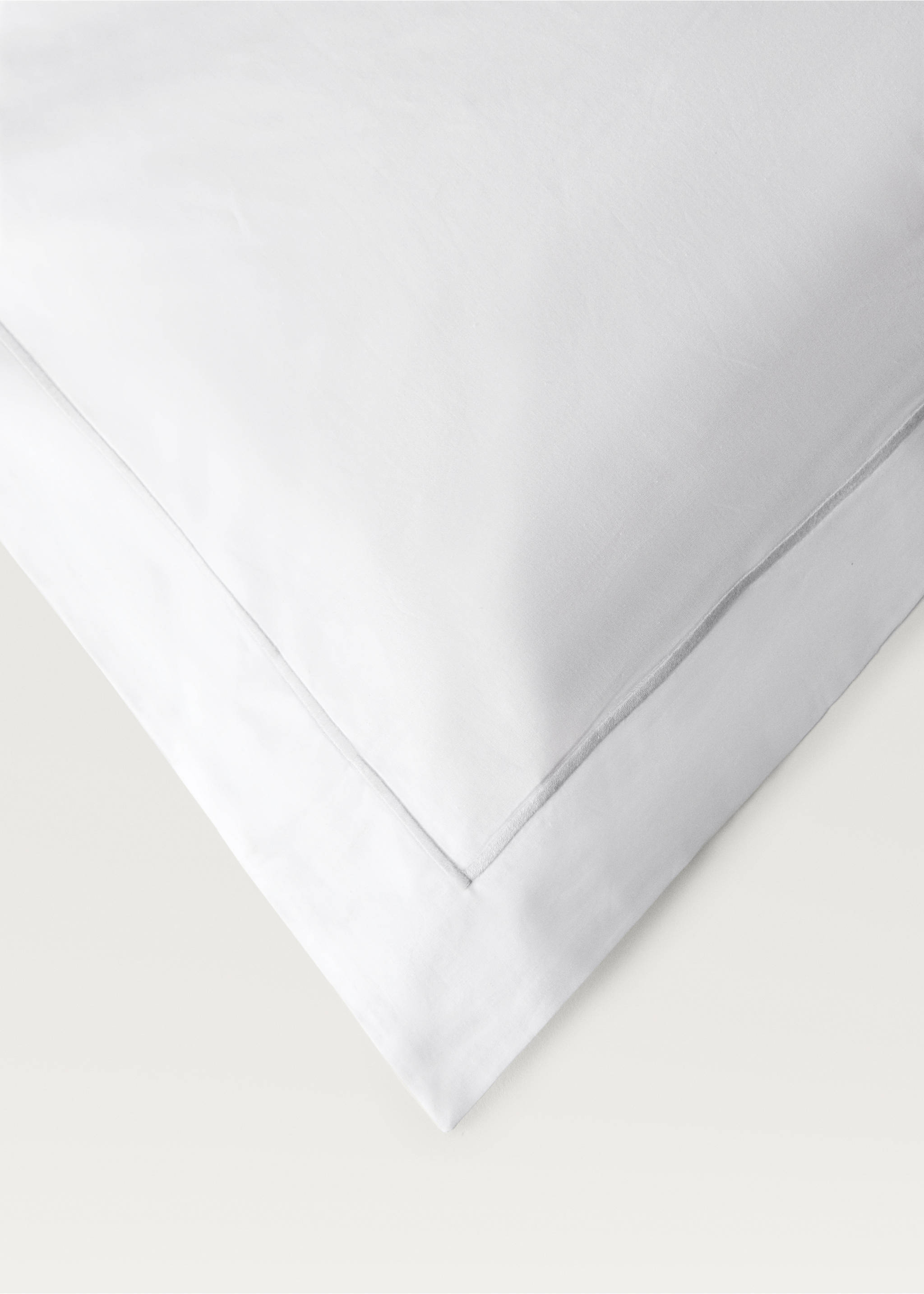 Percale cotton duvet cover with scalloped detail Single bed - Details of the article 1, Grey. Ref: 87002958-00.