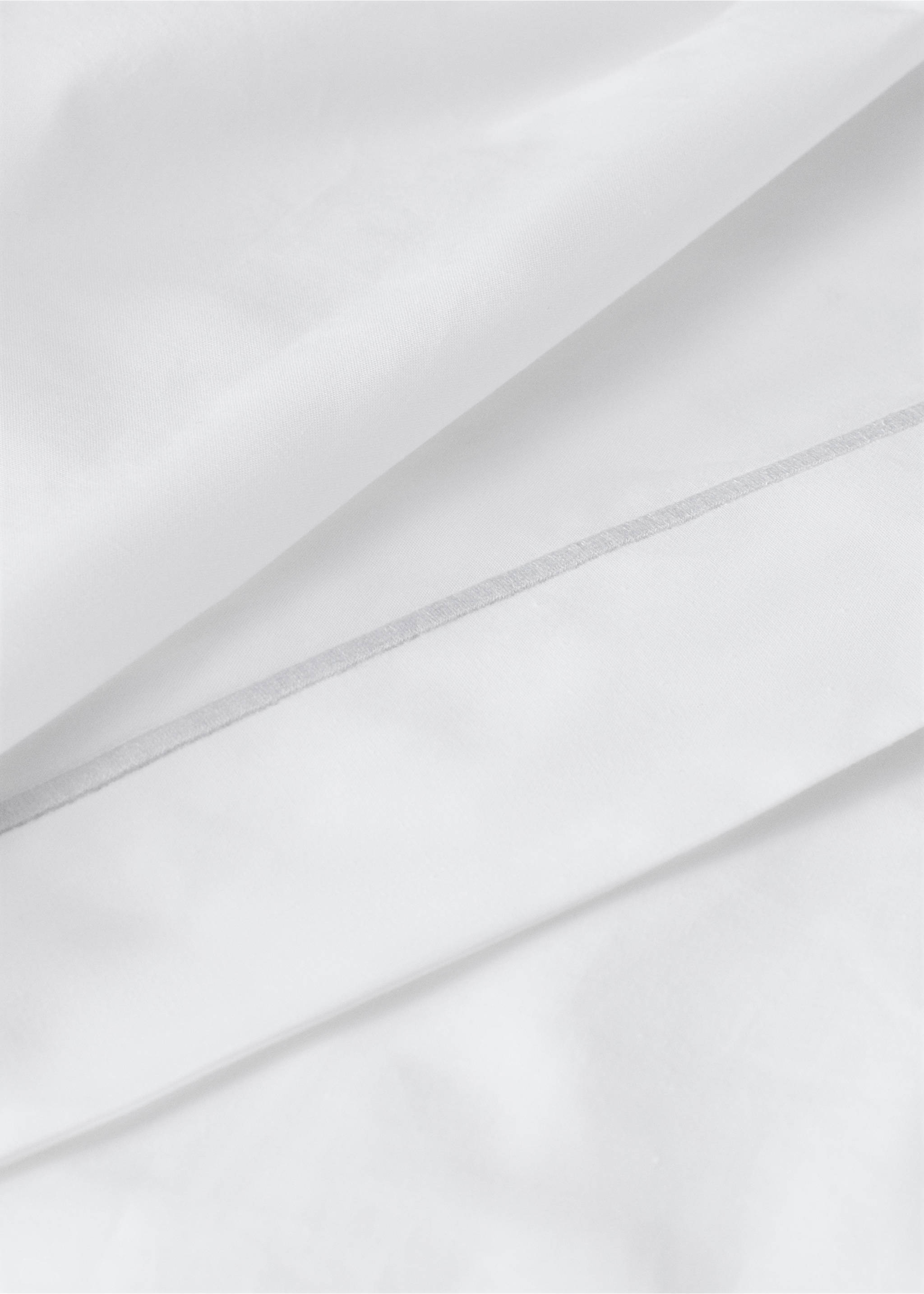 Percale cotton duvet cover with scalloped detail Single bed - Medium plane, Grey. Ref: 87002958-00.