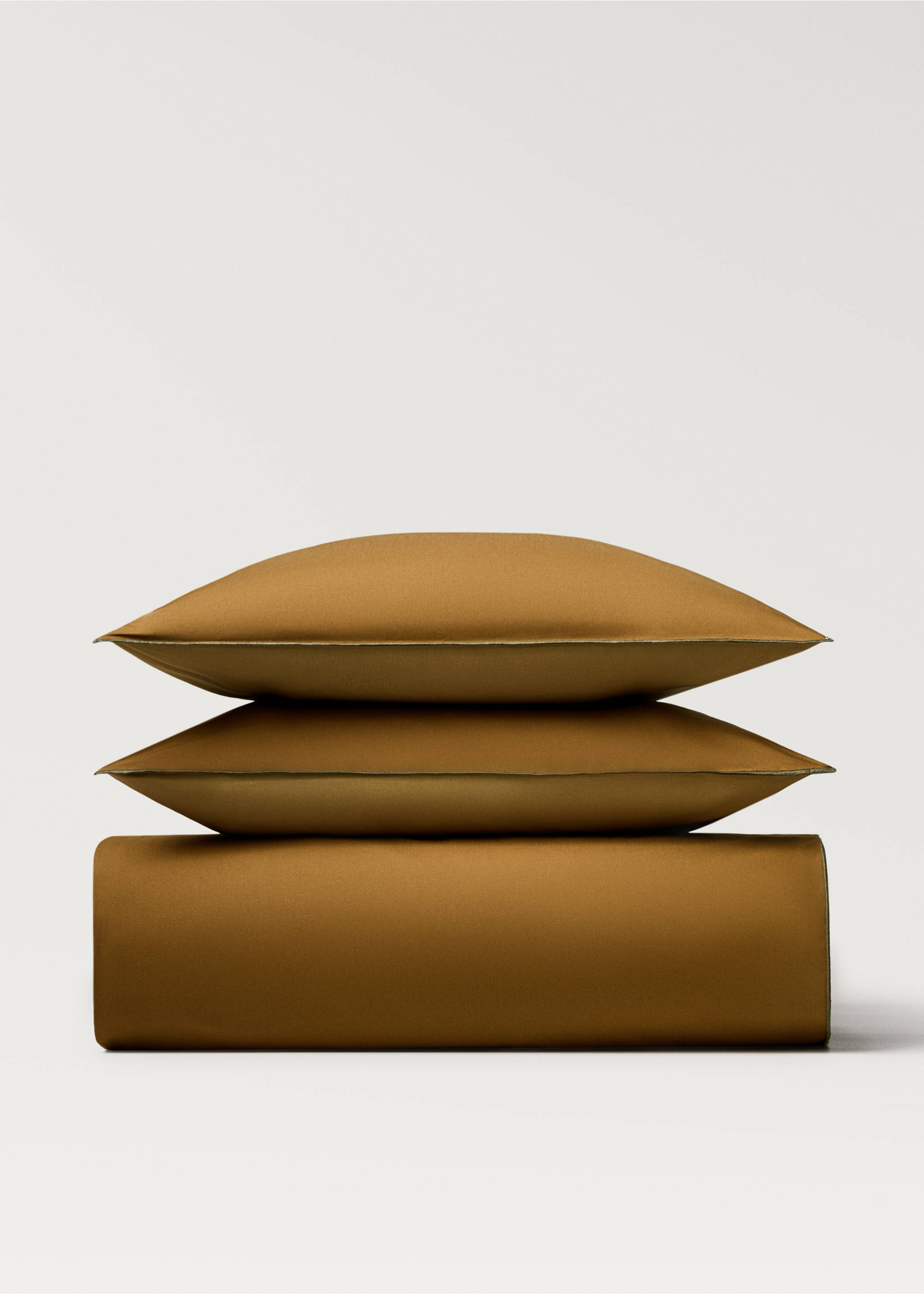 Reversible percale cotton duvet cover Single bed - Details of the article 1, Caramel. Ref: 87002962-00.