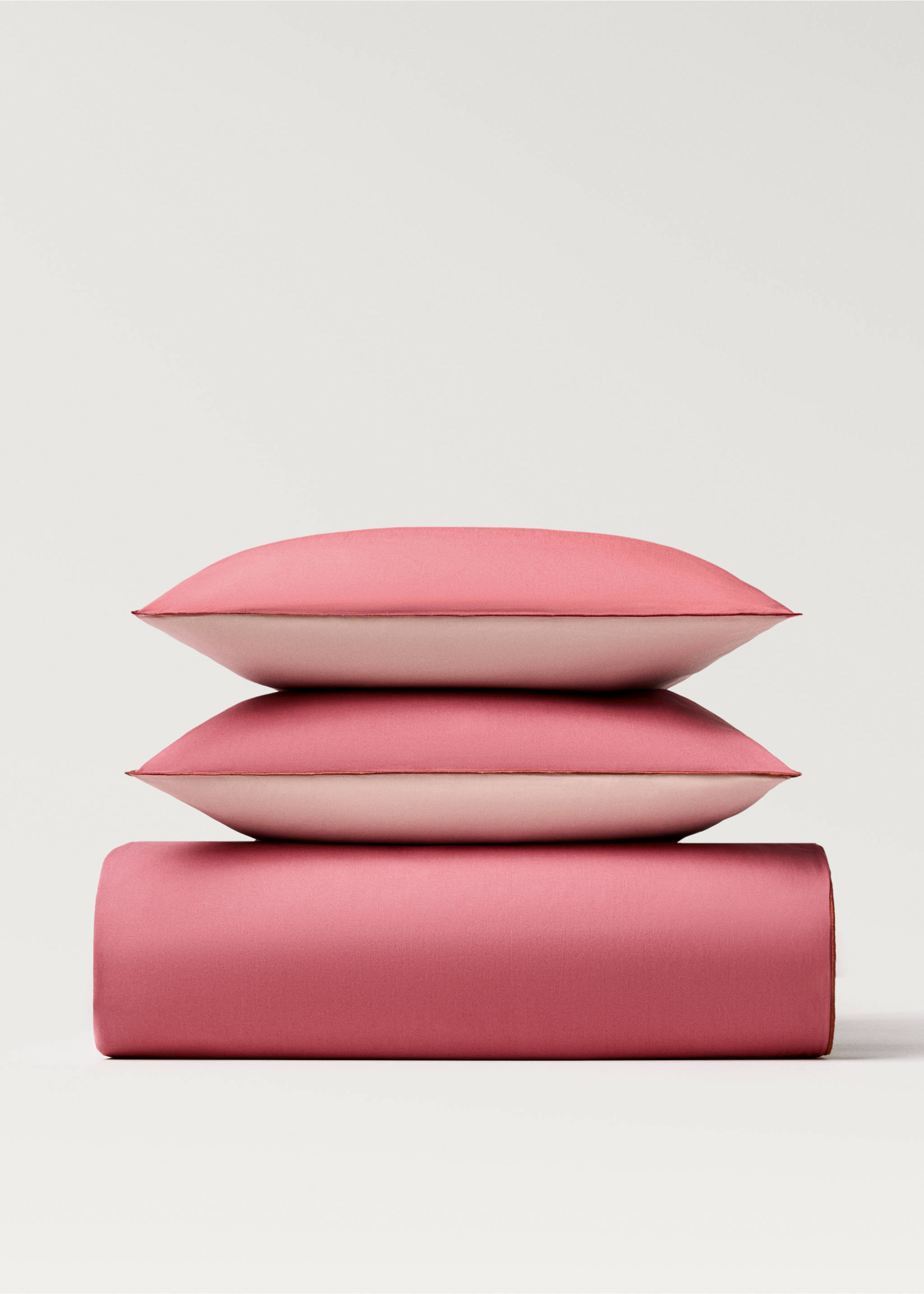 Housse de couette percale de coton réversible lit 90 cm - Article sans modèle, Rose. Ref: 87002962-00.