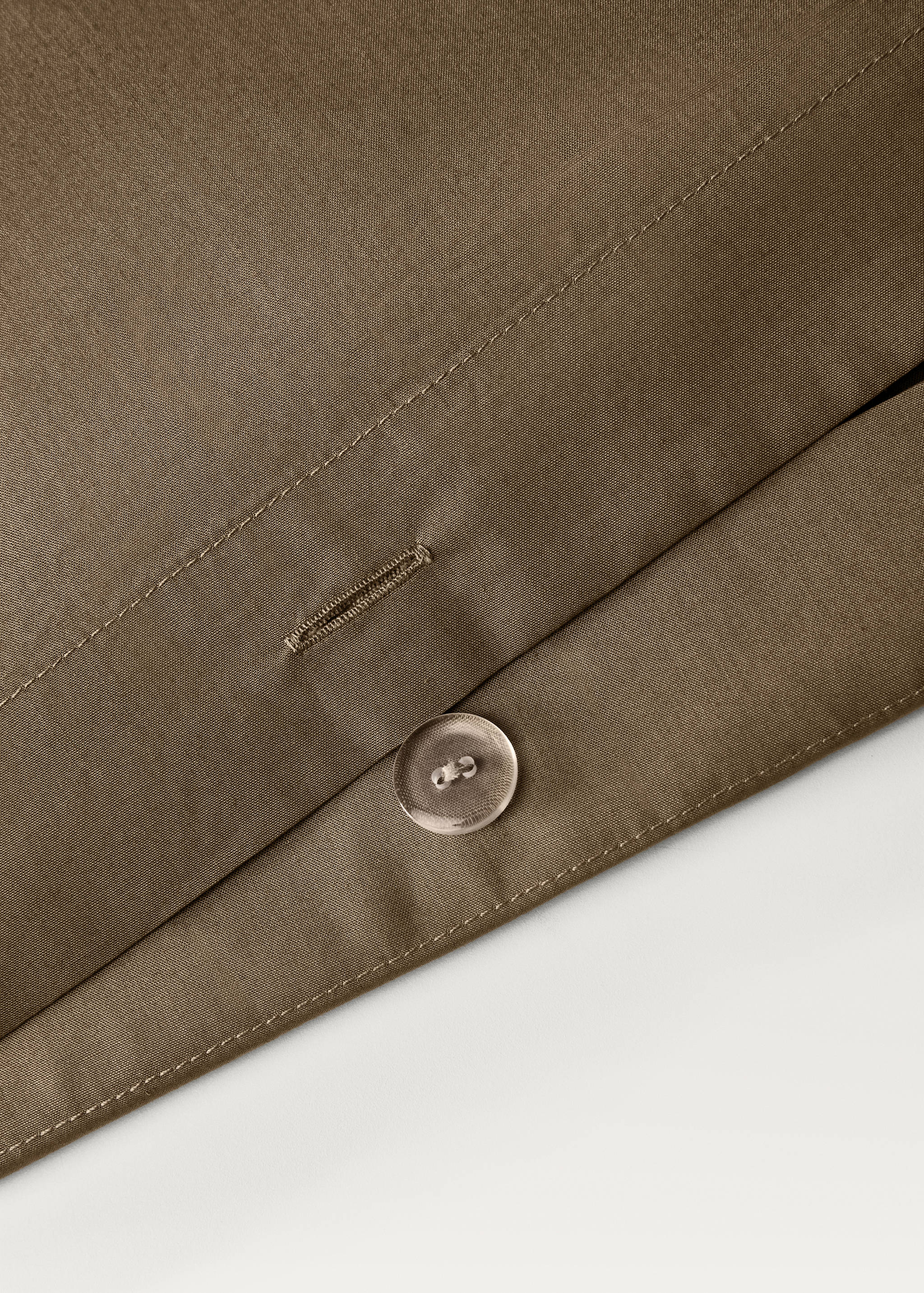 Percale cotton duvet cover with linen trim Queen bed - Details of the article 1