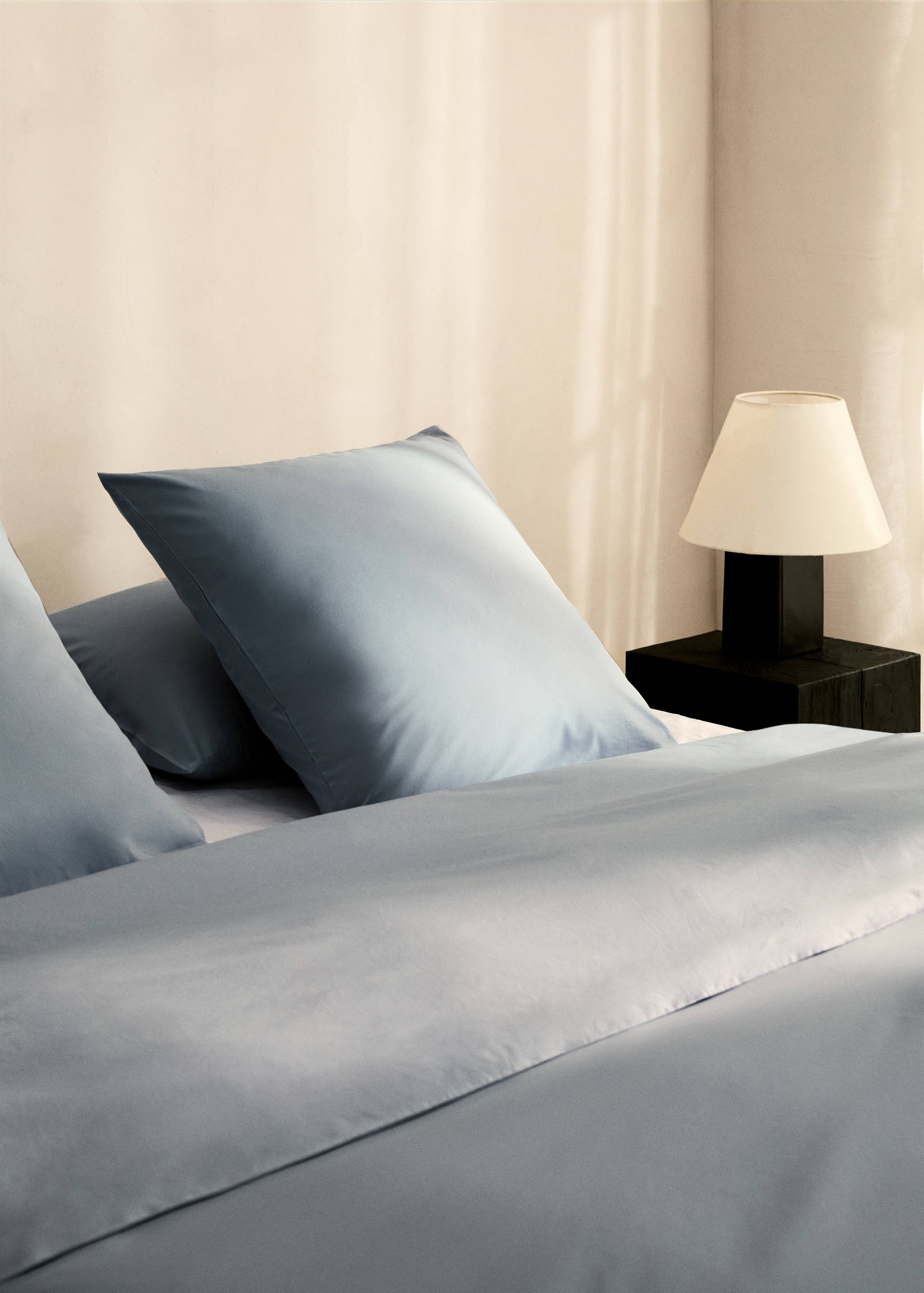 Percale cotton duvet cover with linen trim Queen bed - Details of the article 7