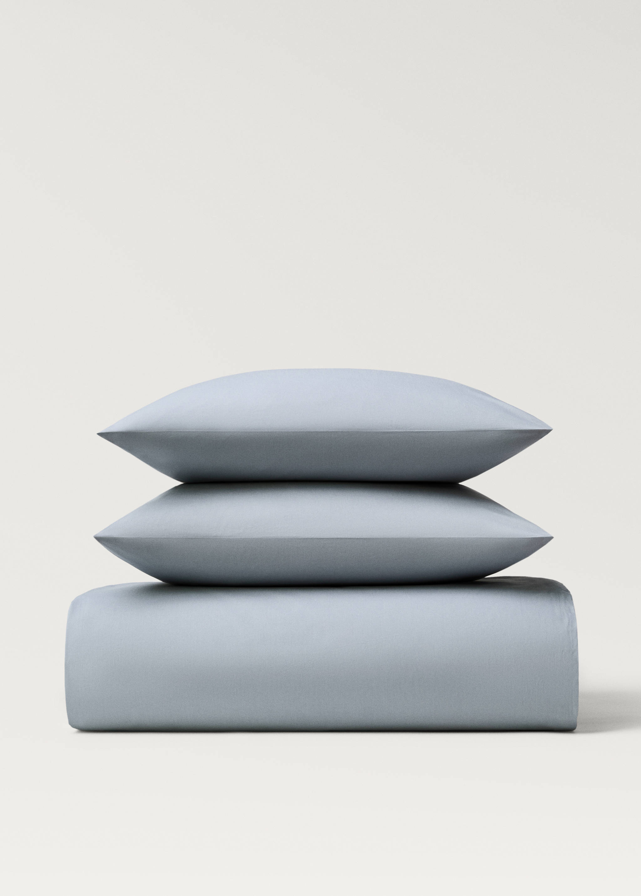 Percale cotton duvet cover with linen trim Queen bed - Article without model