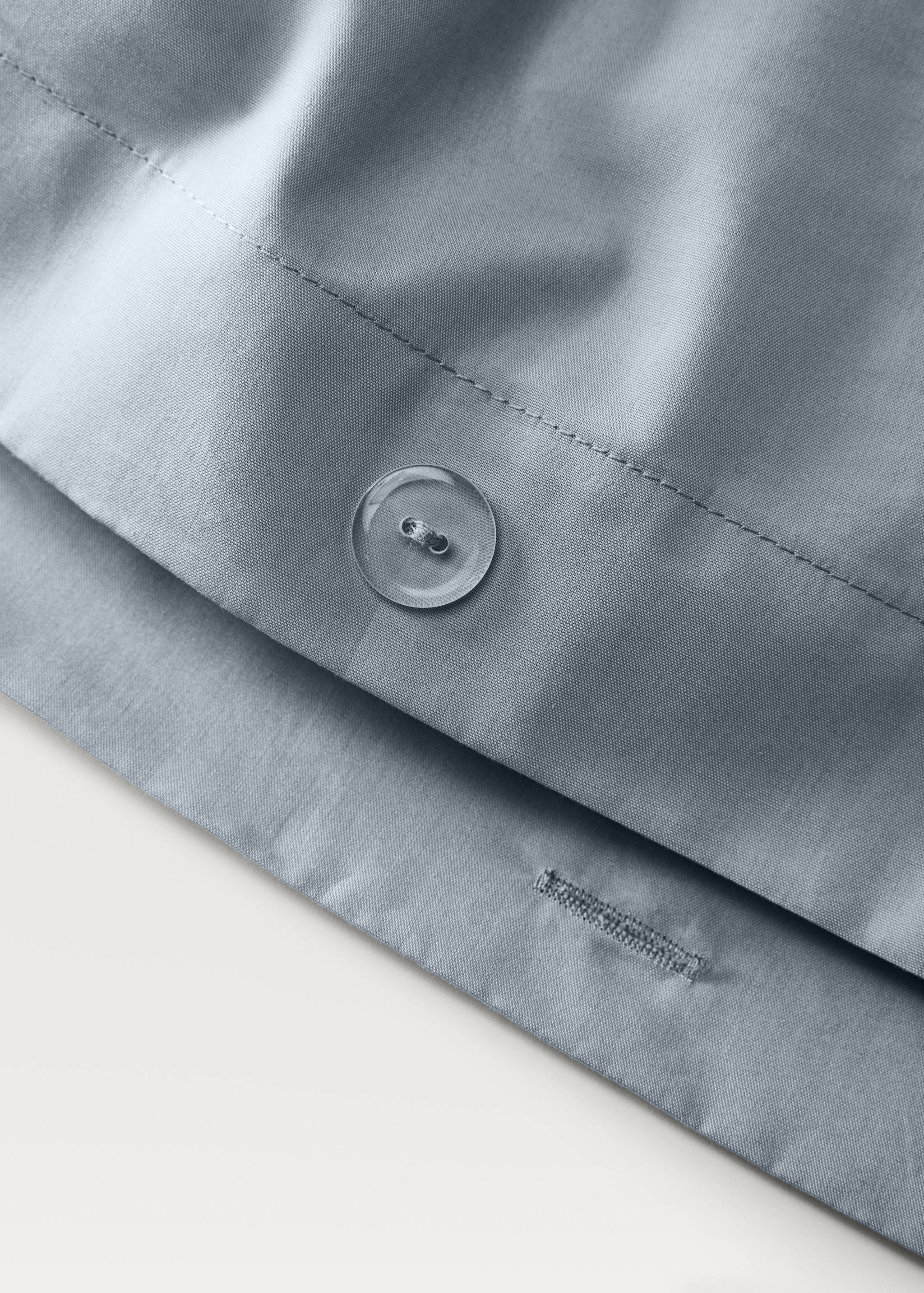 Percale cotton duvet cover with linen trim Queen bed - Details of the article 1